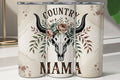 Country Mama 20oz Stainless Steel Tumbler - Floral Cow Skull Travel Mug