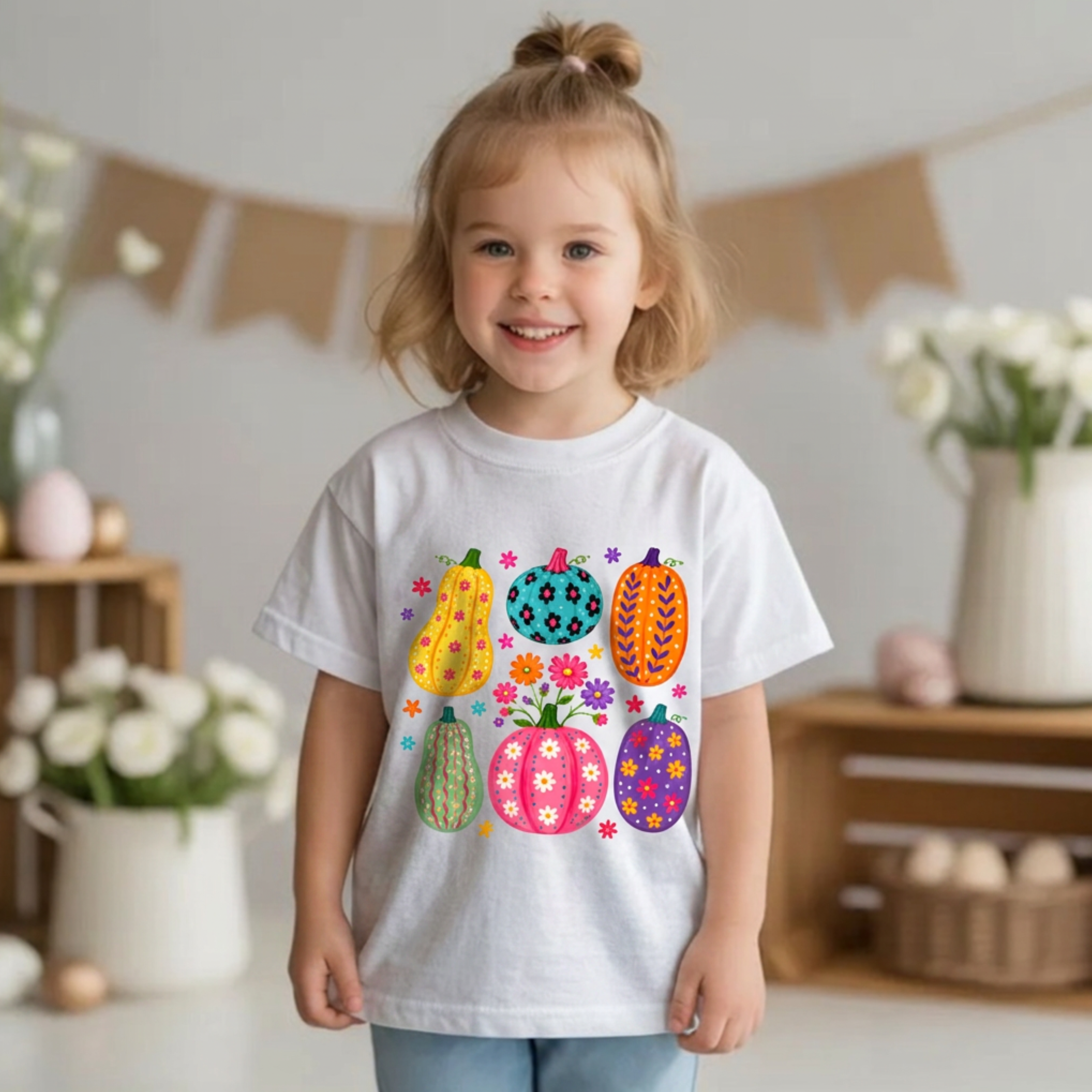 Colorful Pumpkins Toddler Tee — Cute Fall & Halloween Kids Shirt