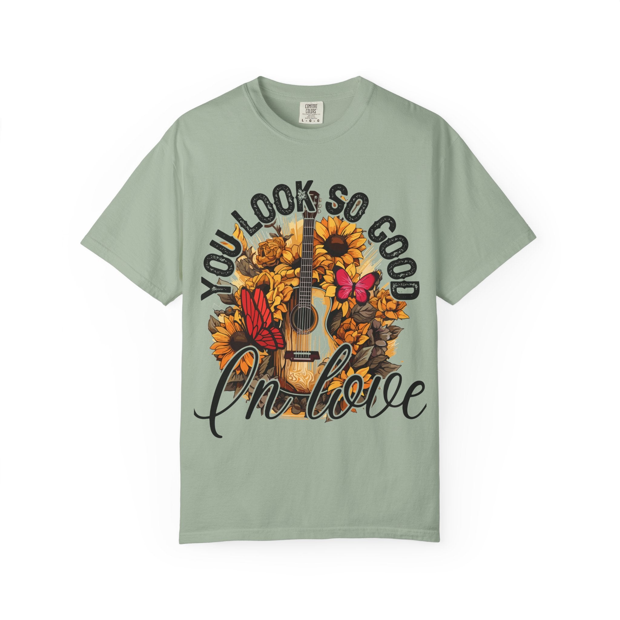 You Look So Good I'm In Love Guitar Floral T-Shirt