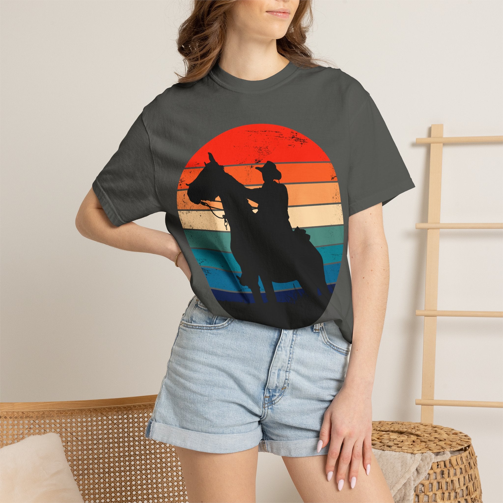 Cowboy Silhouette T-Shirt — Retro Sunset Western Tee