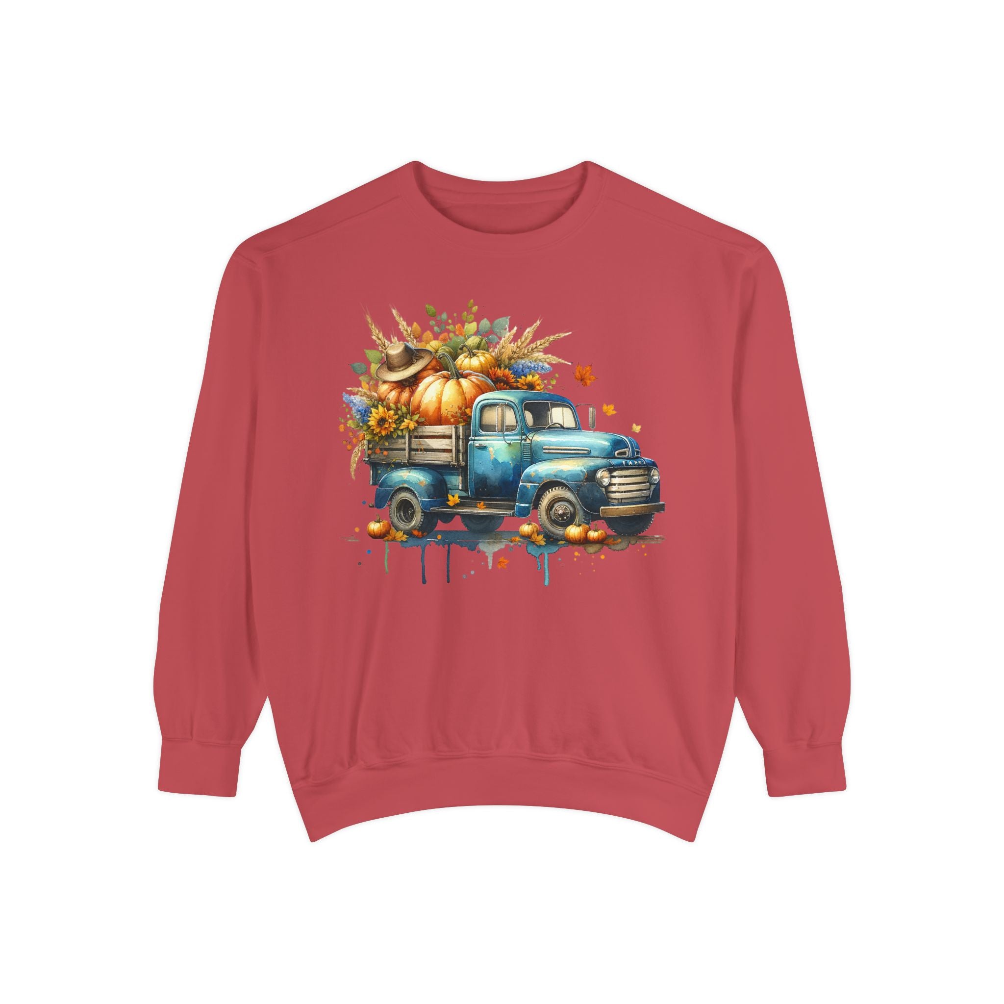 Fall Vintage Truck Sweatshirt – Pumpkin Harvest Graphic Crewneck