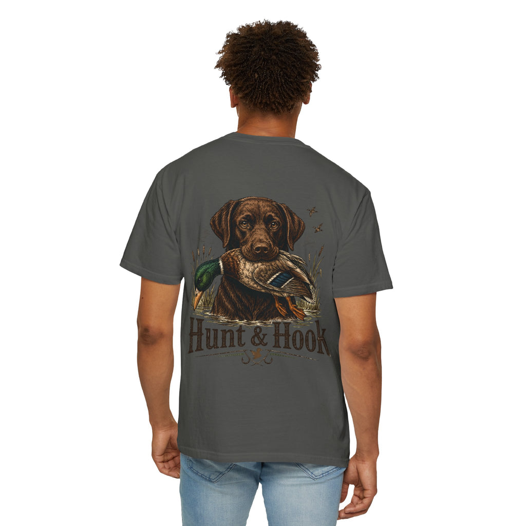Hunt & Hook Retriever T-Shirt — Hunting Dog & Duck Graphic Tee