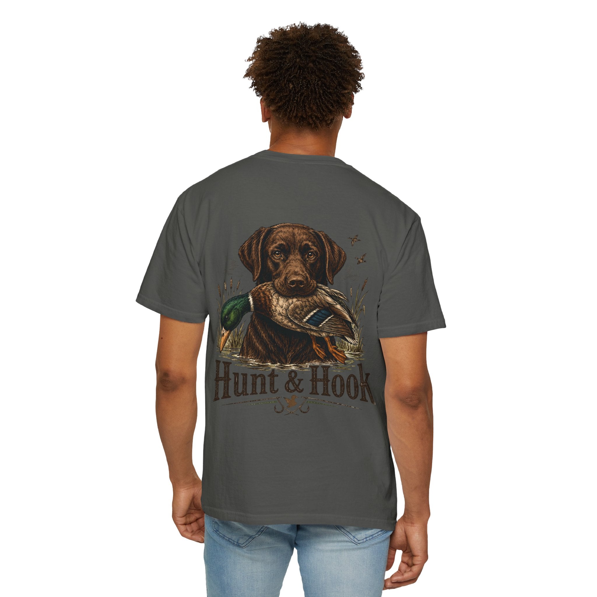 Hunt & Hook Retriever T-Shirt — Hunting Dog & Duck Graphic Tee