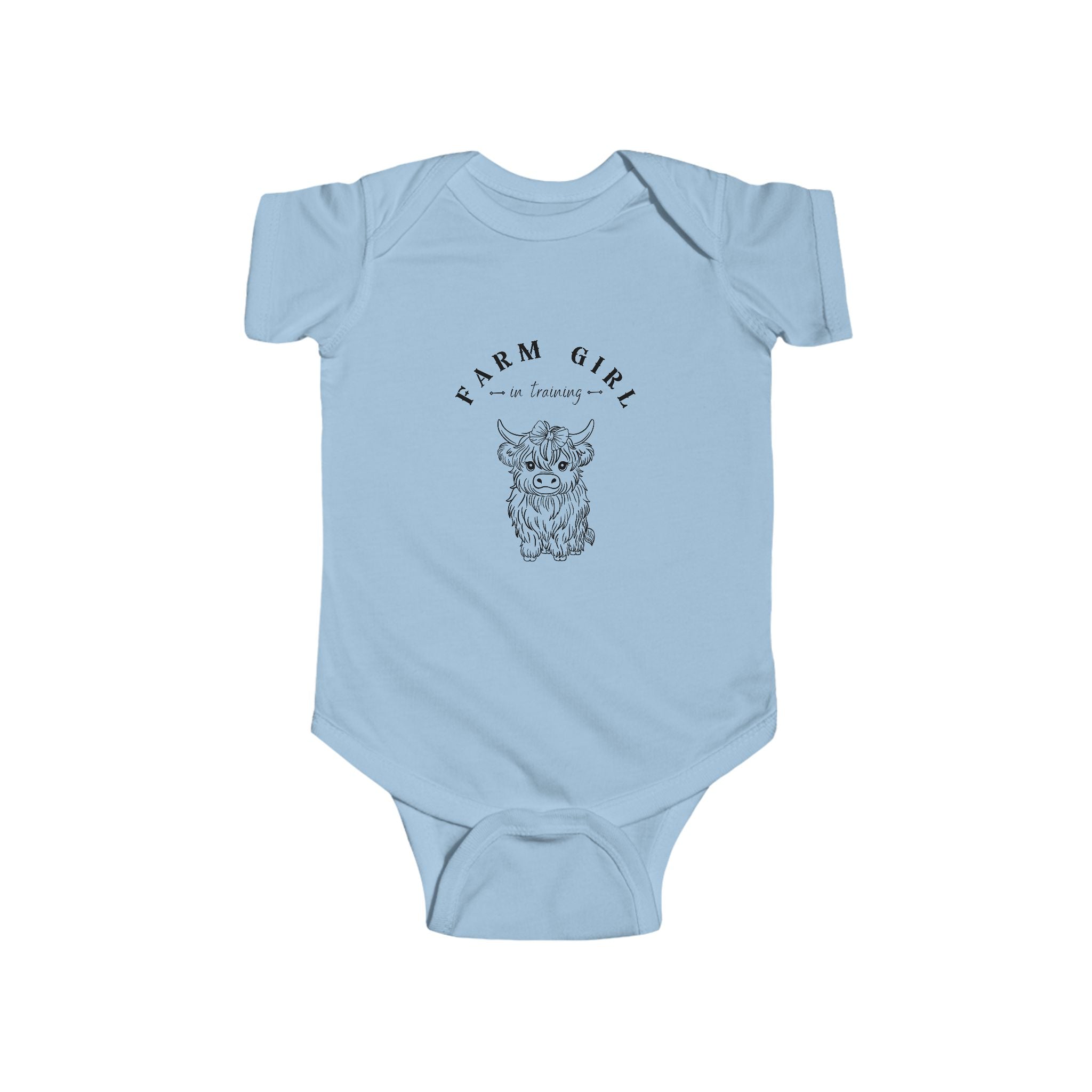 Baby Bodysuit - "Farm Girl" Cute Highland Cow Infant Onesie