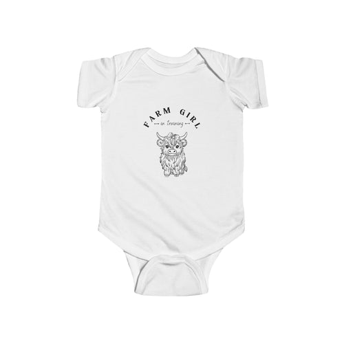 Baby Bodysuit - "Farm Girl" Cute Highland Cow Infant Onesie