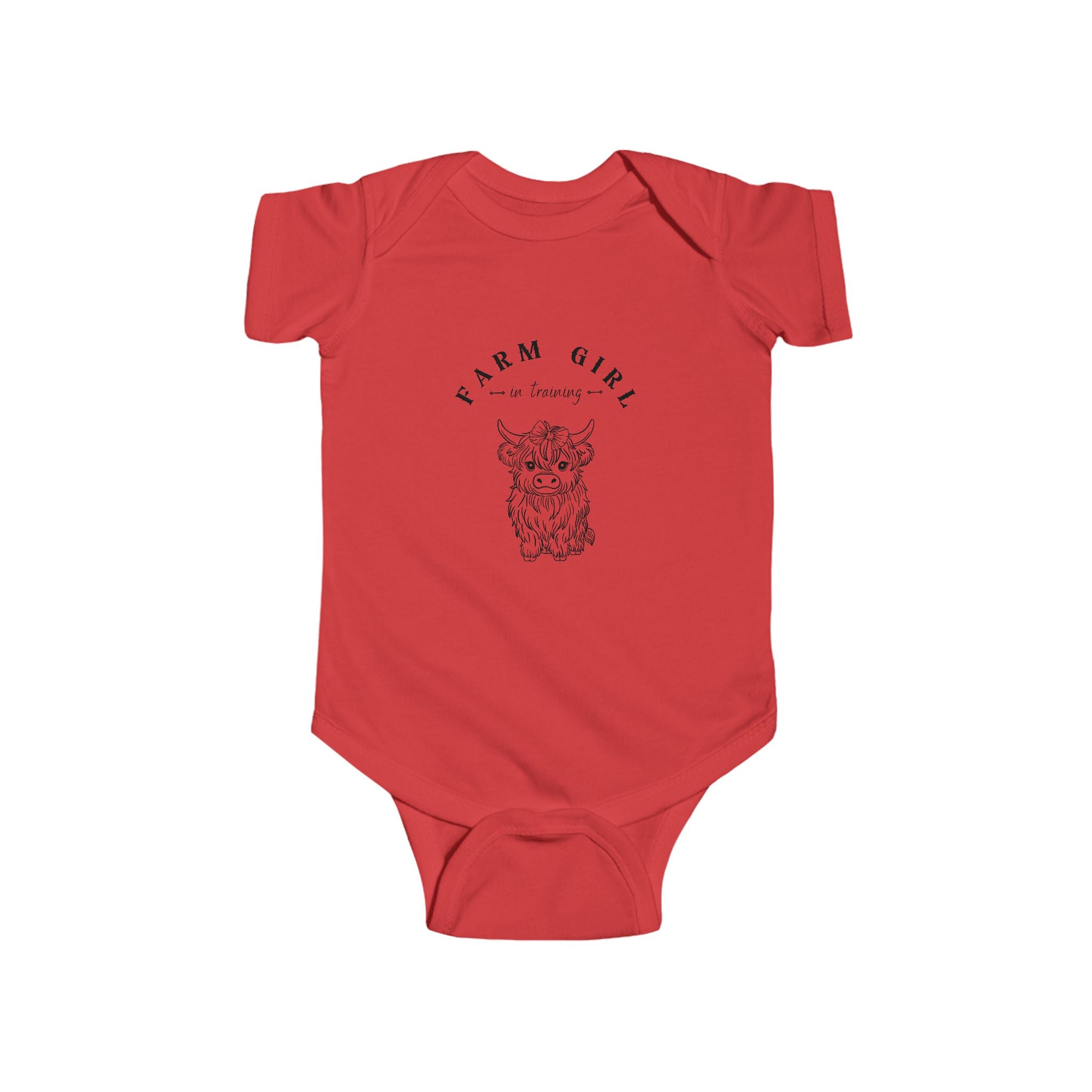 Baby Bodysuit - "Farm Girl" Cute Highland Cow Infant Onesie