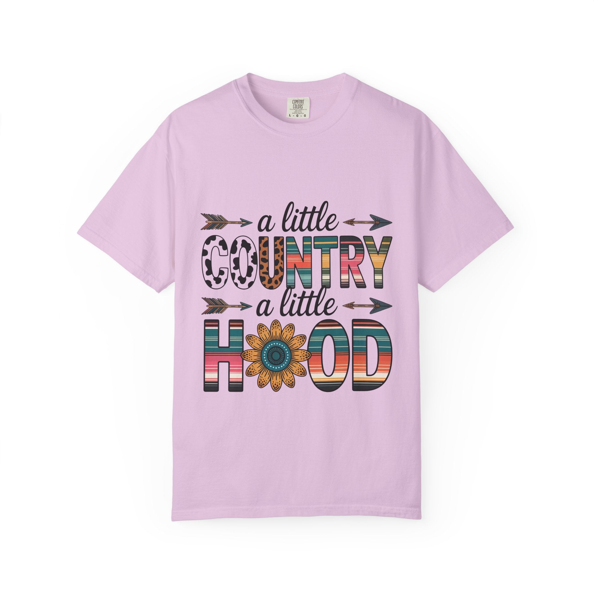 Country & Hood Graphic T-Shirt — "A Little Country A Little Hood" Sunflower Design