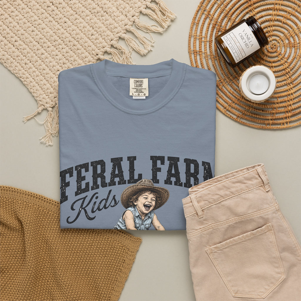 Feral Farm Kids T-Shirt — Vintage Pig Rider Graphic Tee
