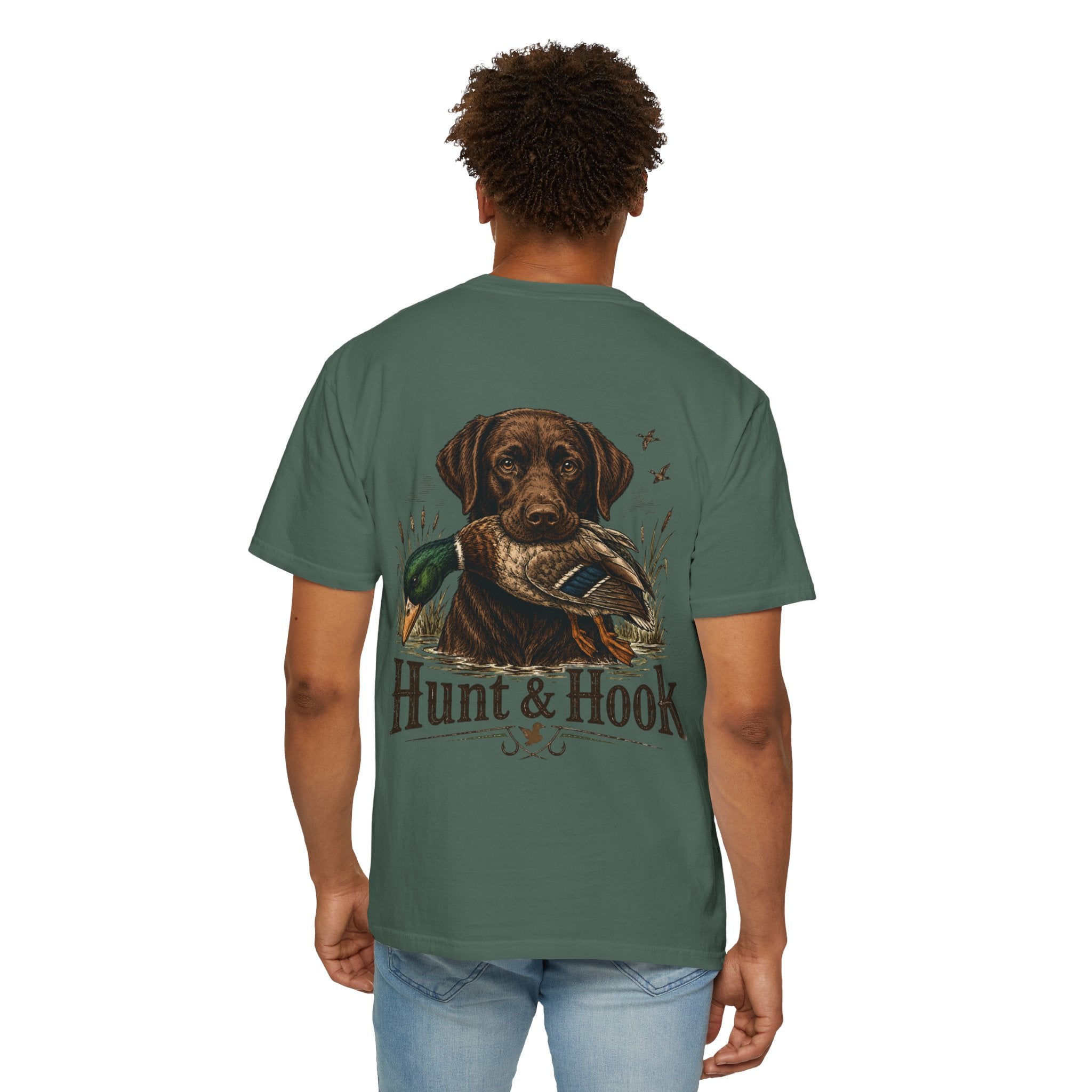 Hunt & Hook Retriever T-Shirt — Hunting Dog & Duck Graphic Tee