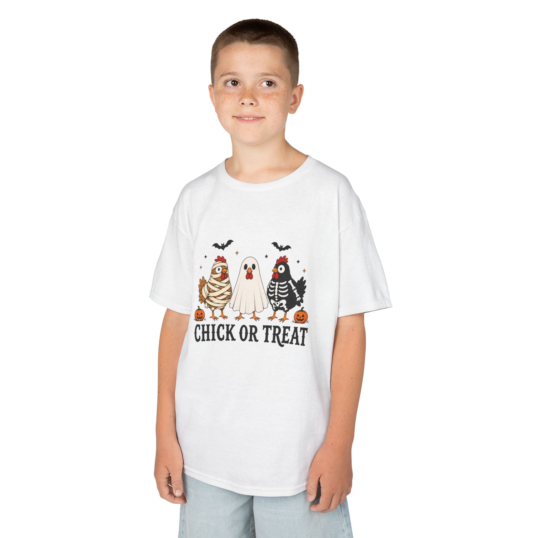 Kids Halloween Tee — "Chick or Treat" Costume Chickens