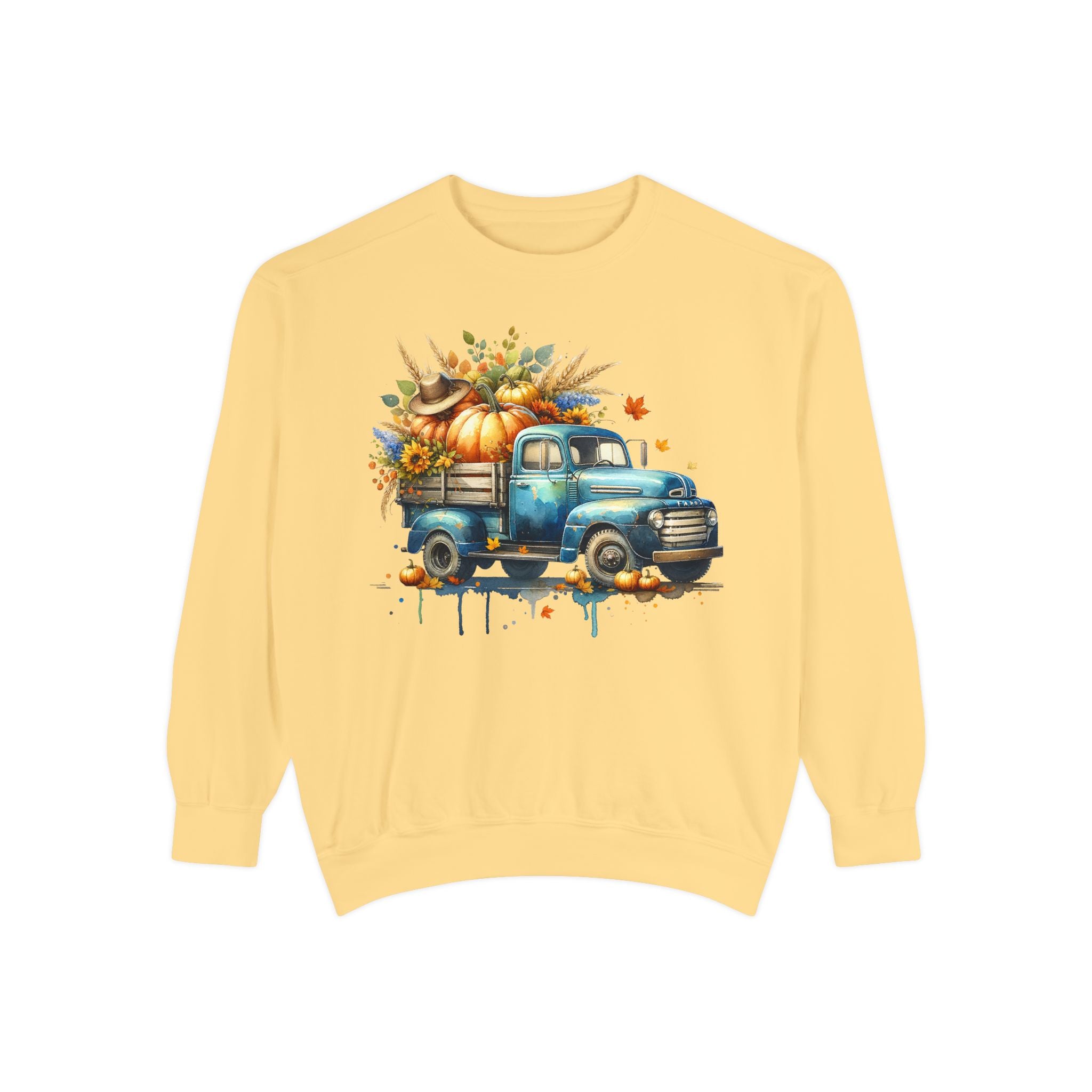 Fall Vintage Truck Sweatshirt – Pumpkin Harvest Graphic Crewneck