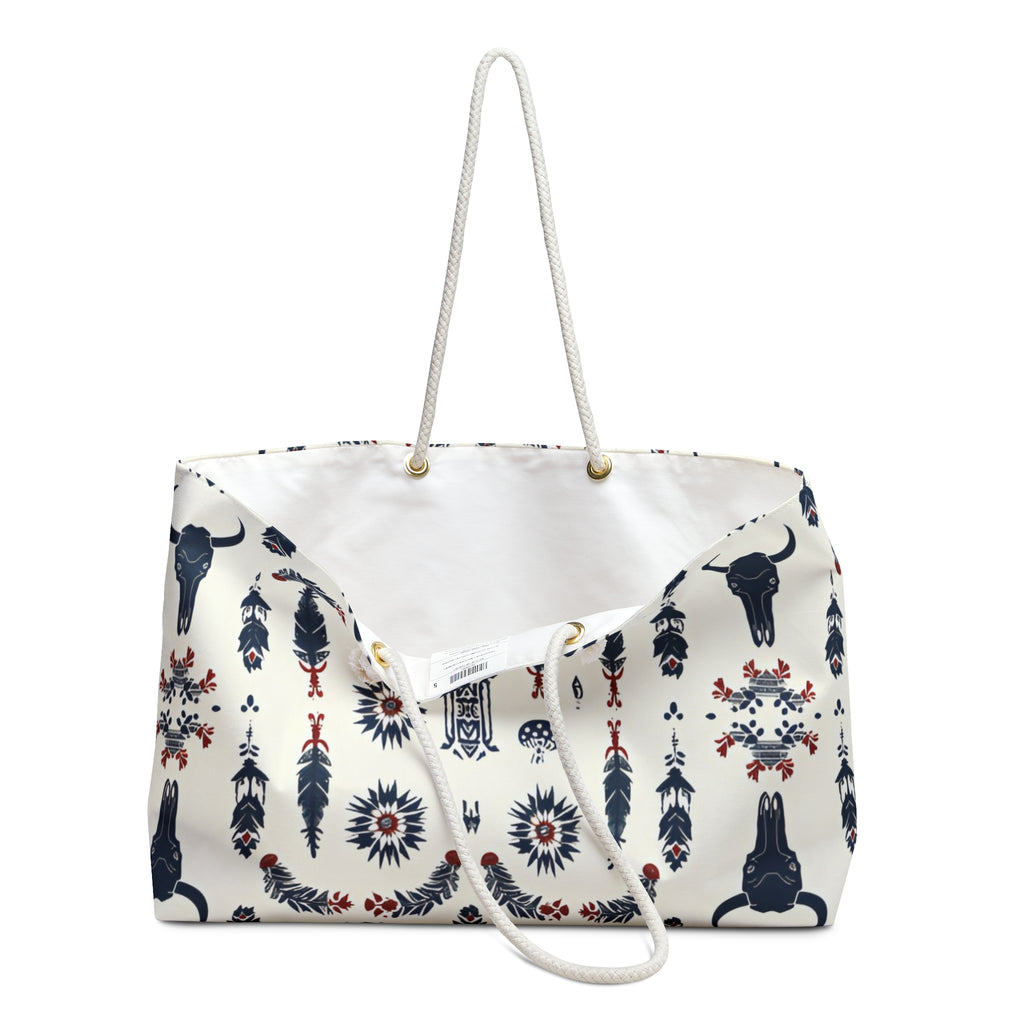 Boho Western Weekender Bag — Southwestern Skull & Feather Travel Tote