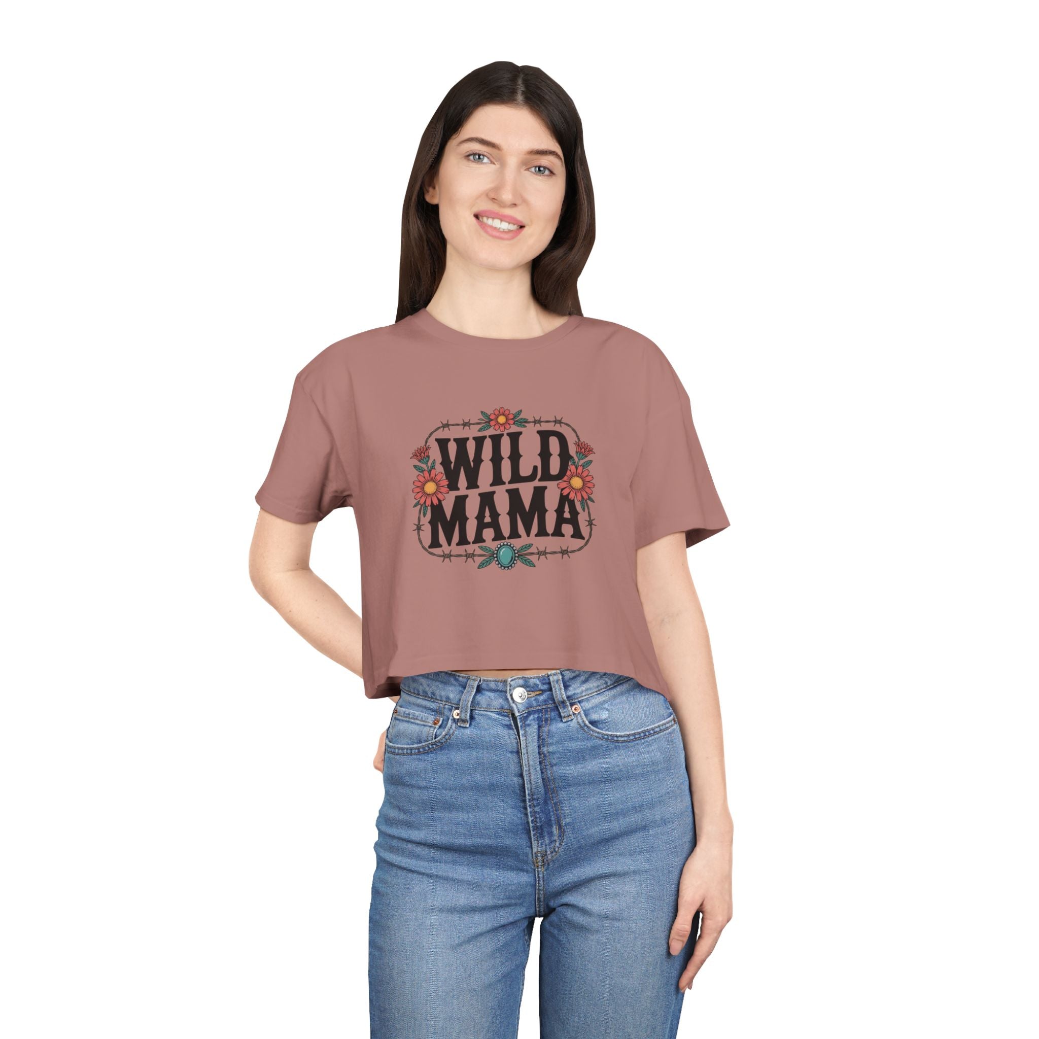 Wild Mama Crop Tee – Floral Western Mother's Day Top