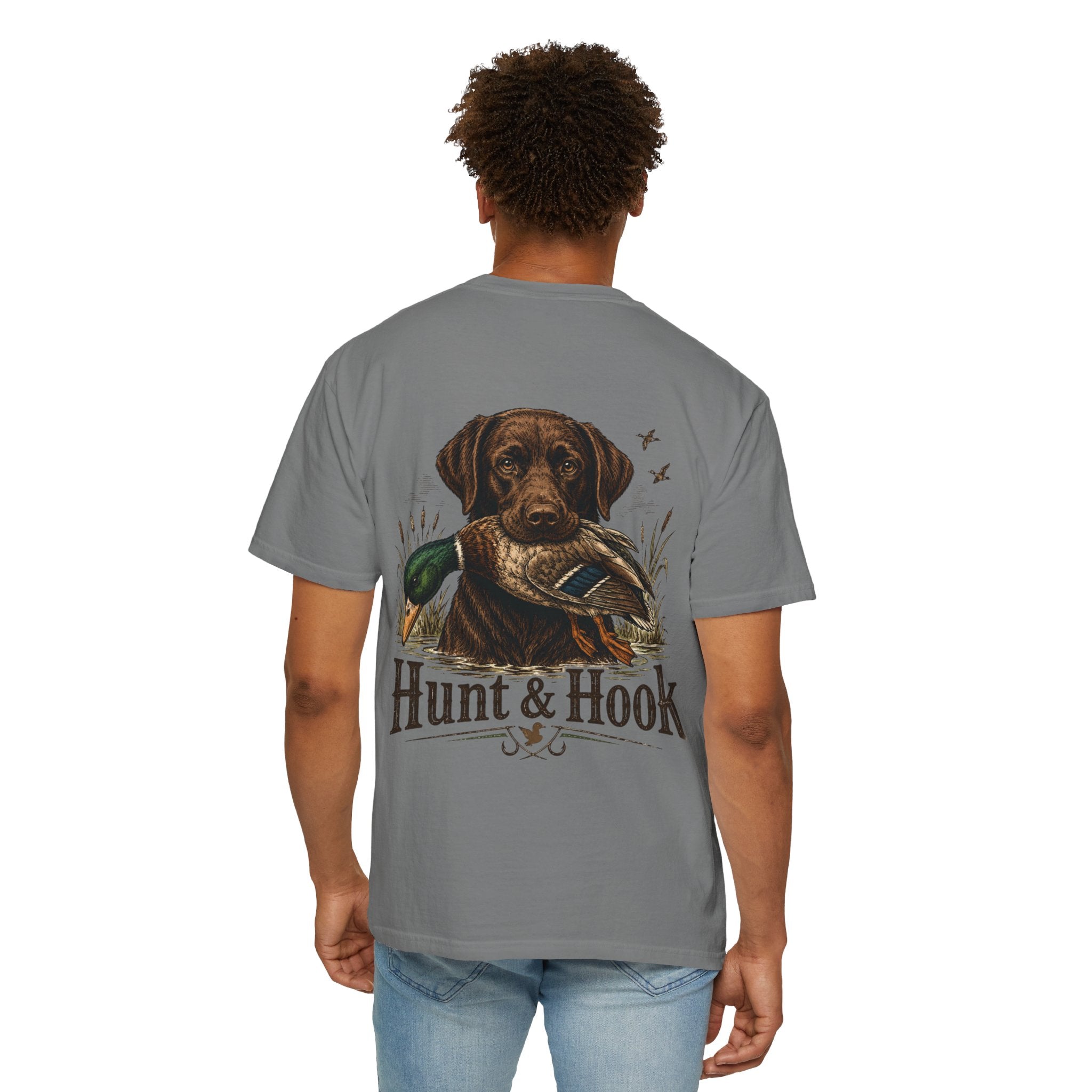Hunt & Hook Retriever T-Shirt — Hunting Dog & Duck Graphic Tee