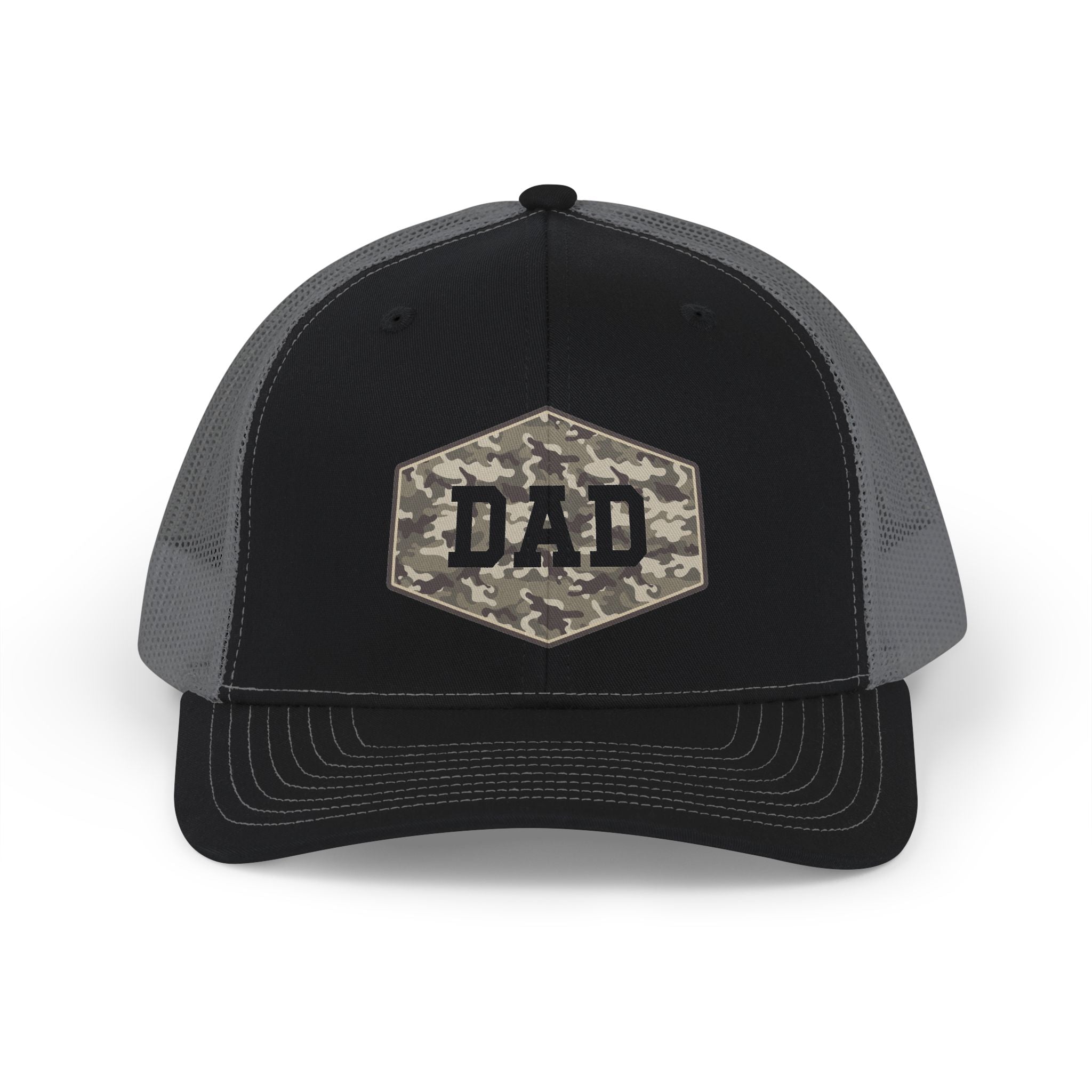 Dad Camo Patch Snapback Trucker Cap — Military Style Father's Hat