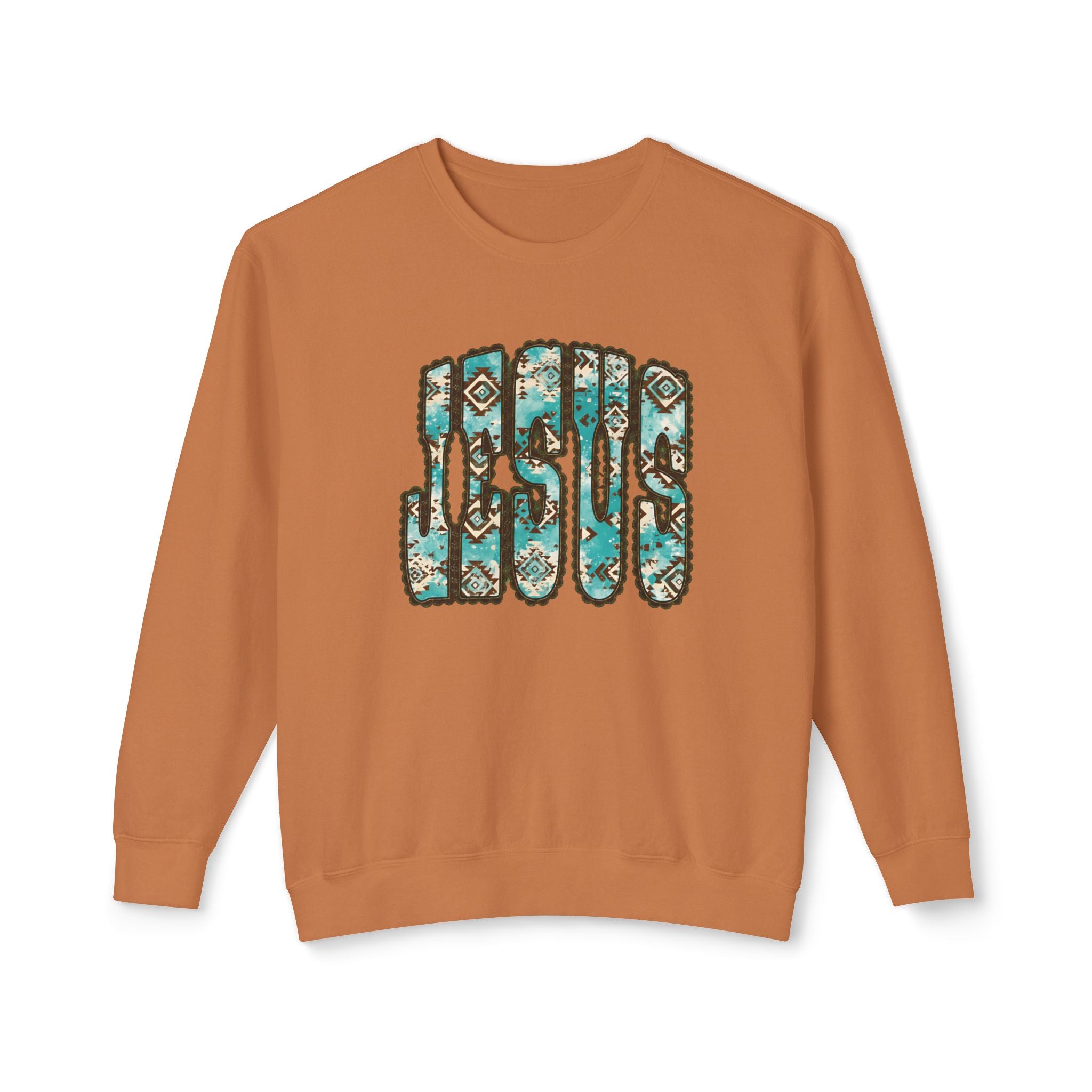 Jesus Floral Crewneck Sweatshirt — Turquoise Boho Faith Pullover