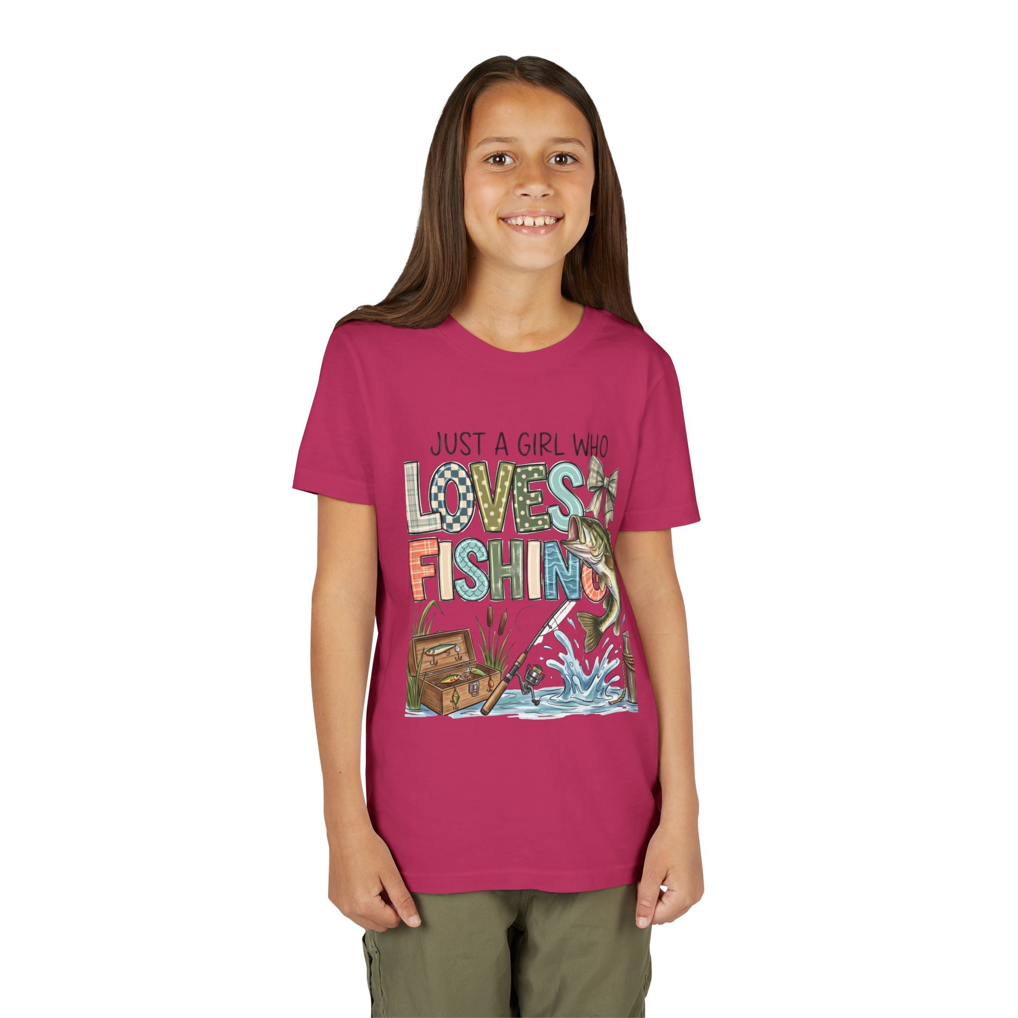 Youth Fishing Tee — "Just a Girl Who Loves Fishing" Graphic Shirt