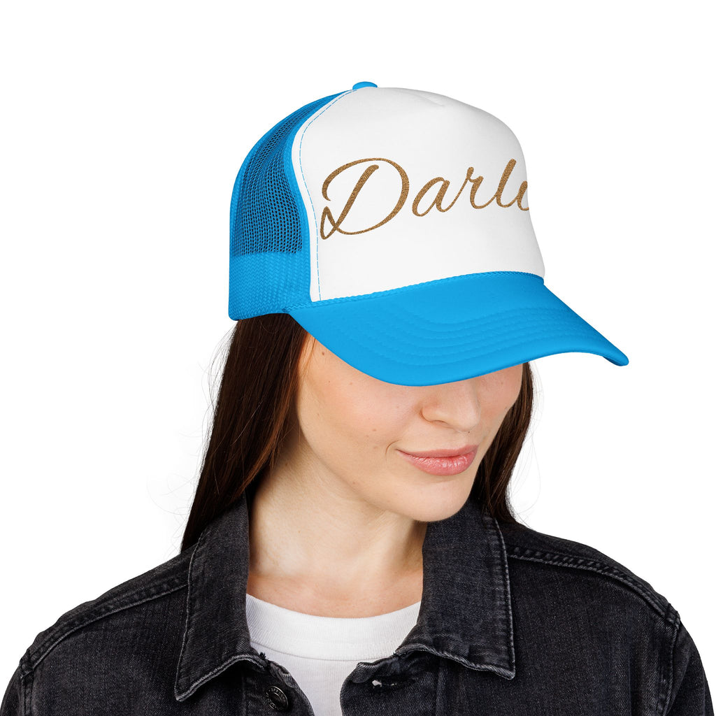 Darlin' Glitter Script Trucker Hat — Women's Casual Mesh Cap