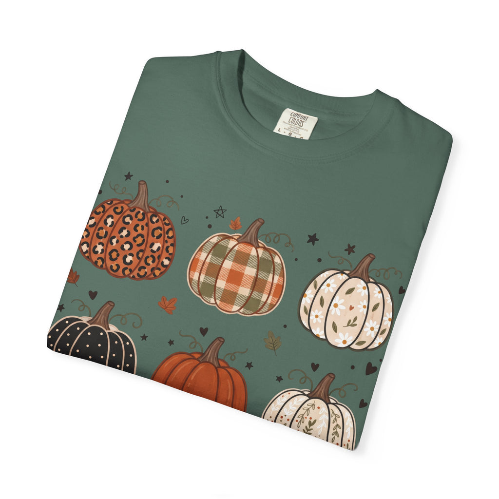 Pumpkin Patch T-Shirt — Fall Plaid & Floral Pumpkins Graphic Tee