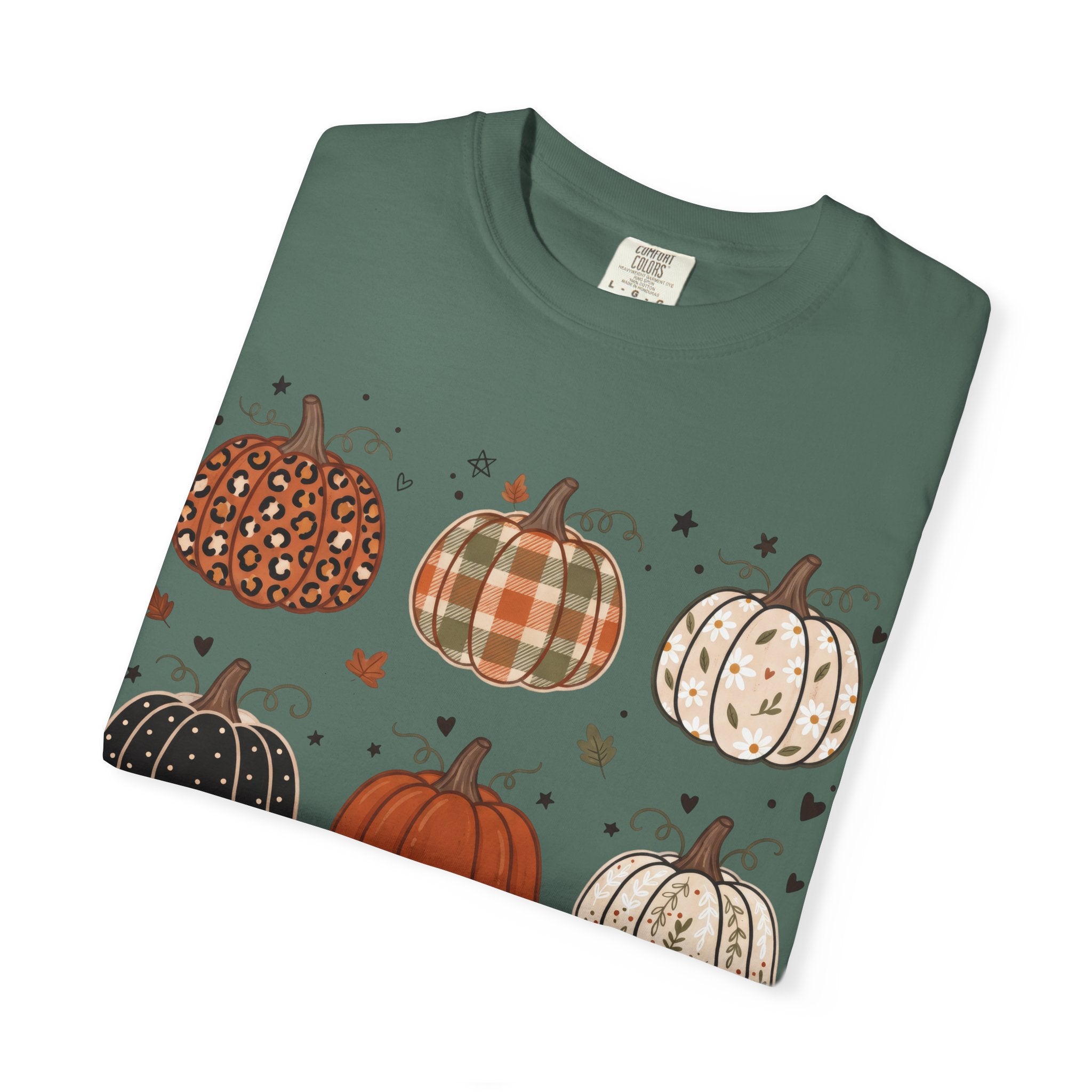 Pumpkin Patch T-Shirt — Fall Plaid & Floral Pumpkins Graphic Tee