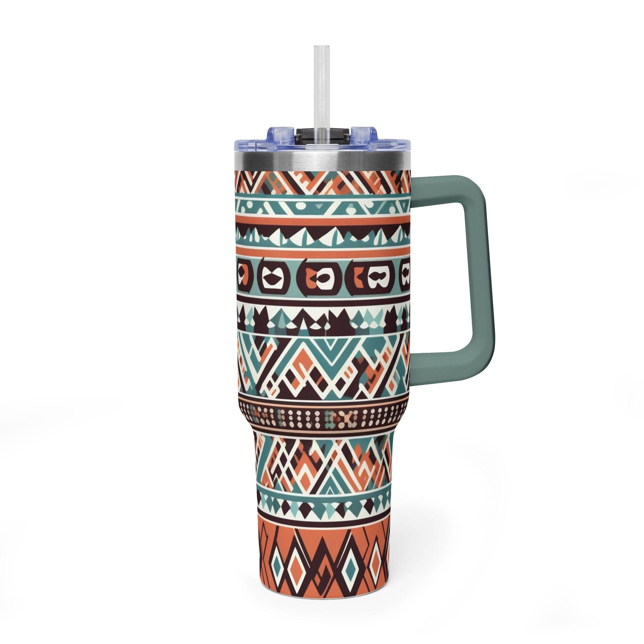 40oz Aztec Thermal Tumbler – Insulated Travel Cup with Handle