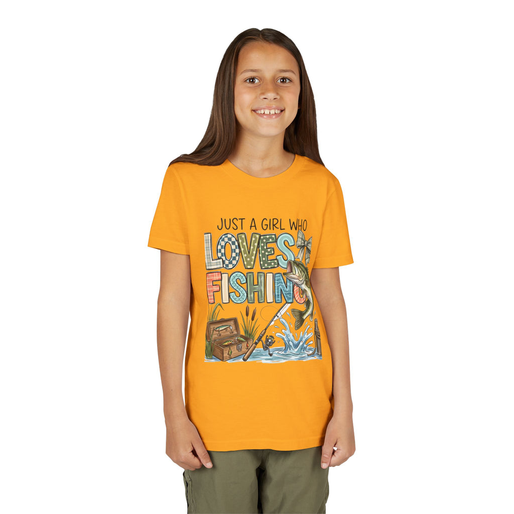 Youth Fishing Tee — "Just a Girl Who Loves Fishing" Graphic Shirt