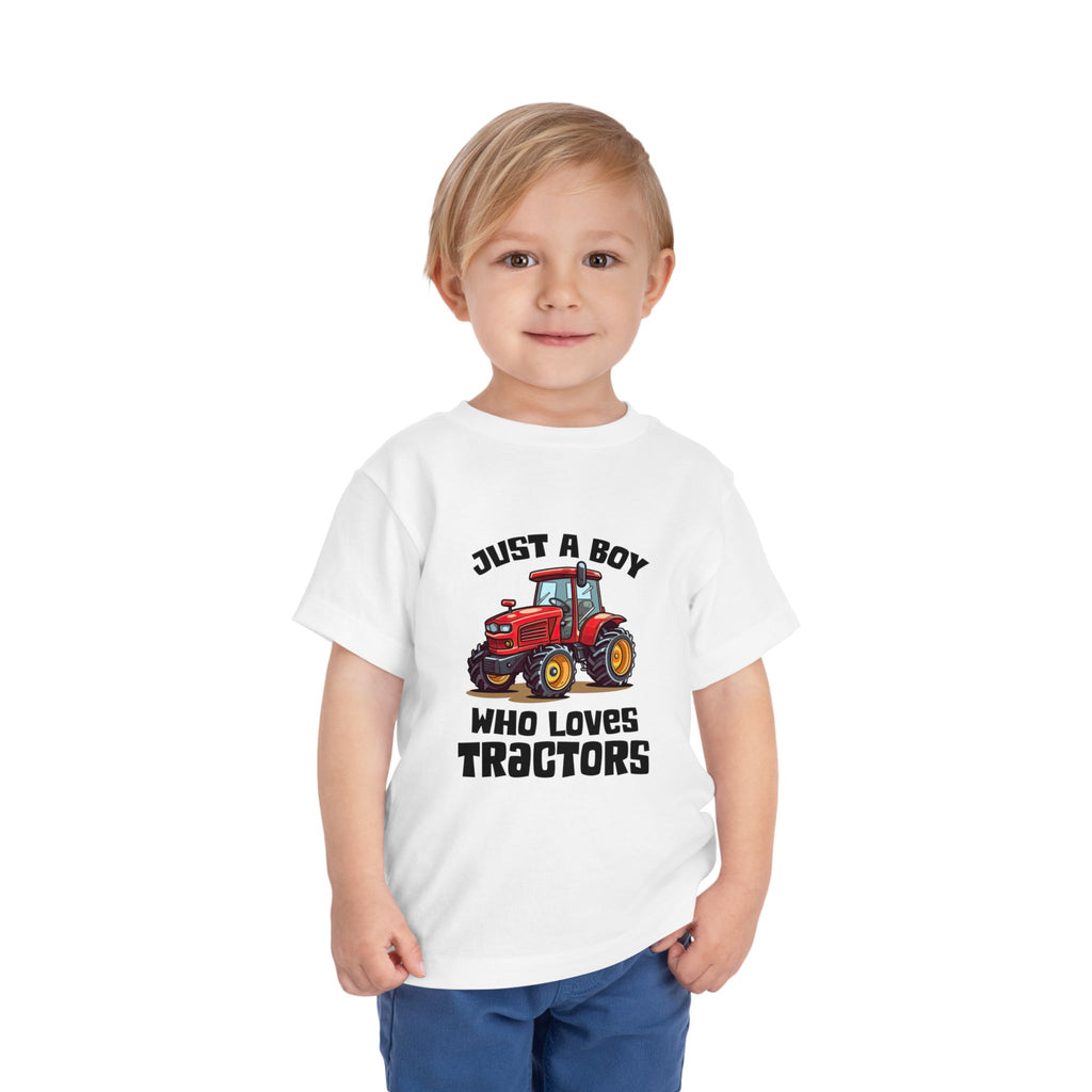 Toddler Tractor Tee — "Just a Boy Who Loves Tractors" Cute Farm Kids Shirt