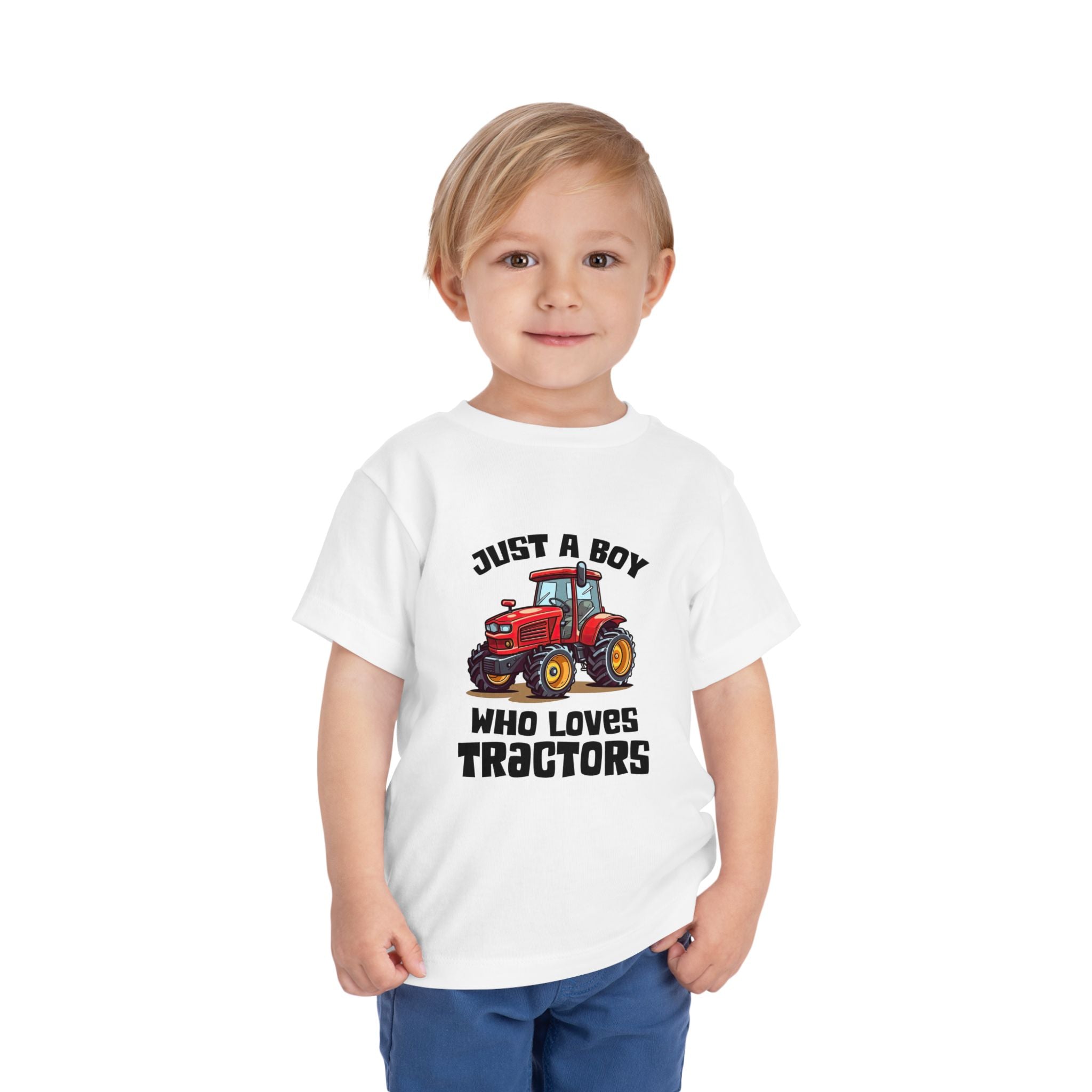 Toddler Tractor Tee — "Just a Boy Who Loves Tractors" Cute Farm Kids Shirt