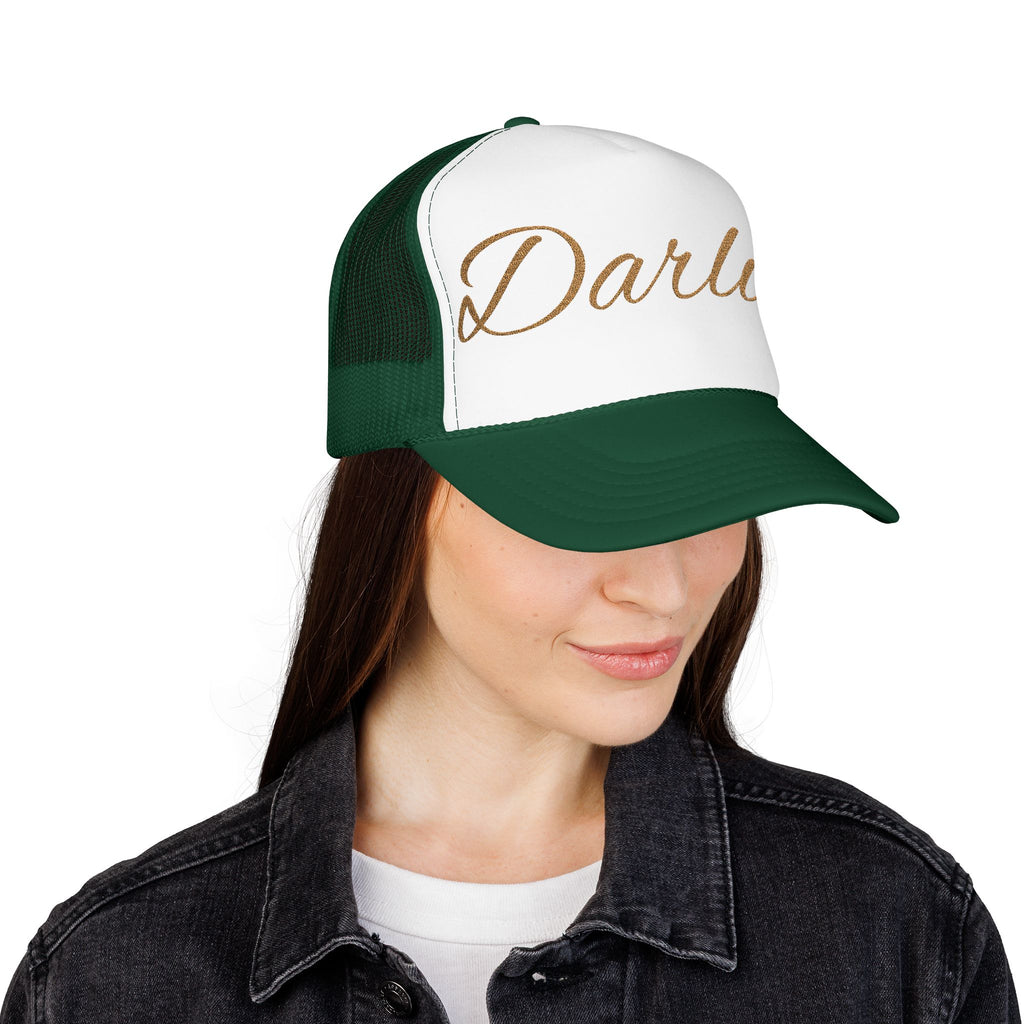 Darlin' Glitter Script Trucker Hat — Women's Casual Mesh Cap