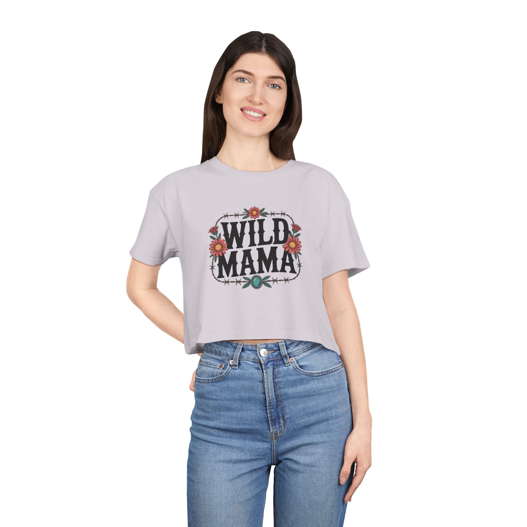 Wild Mama Crop Tee – Floral Western Mother's Day Top
