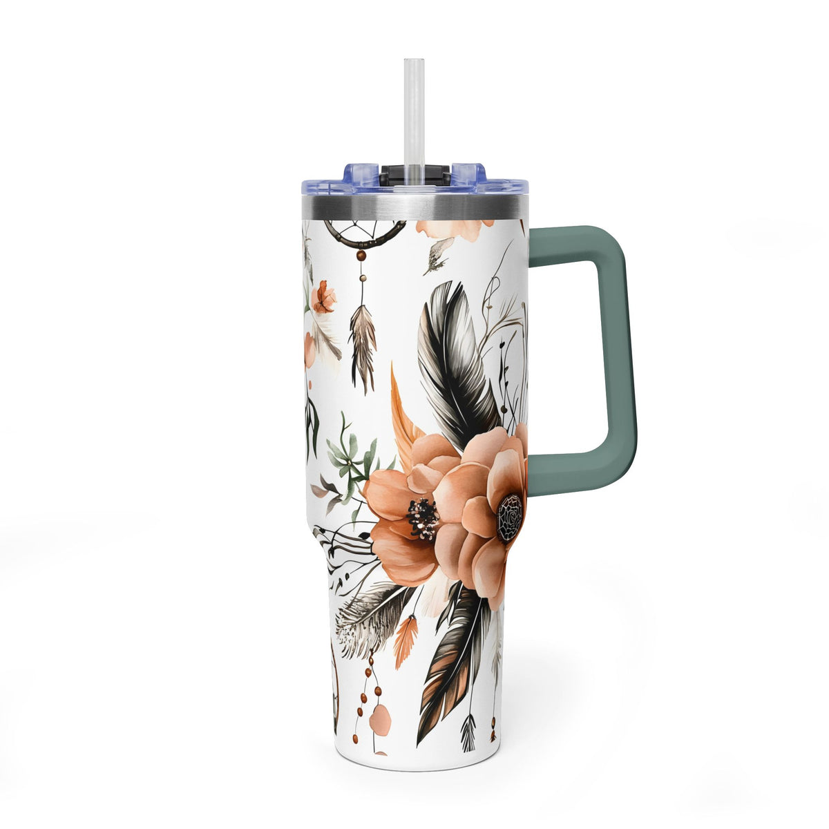 40oz Dreamcatcher Floral Tumbler - Insulated Vacuum Travel Cup