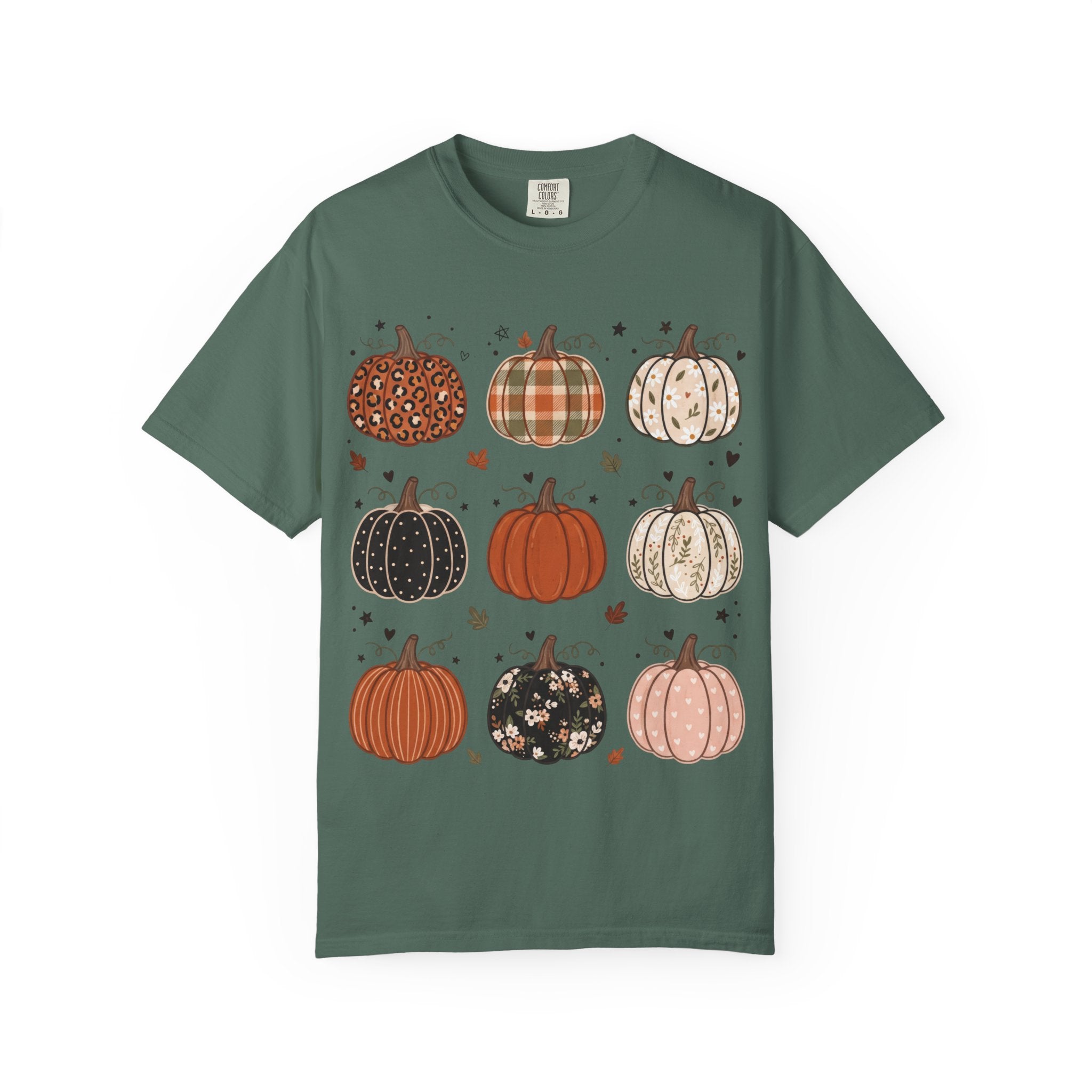 Pumpkin Patch T-Shirt — Fall Plaid & Floral Pumpkins Graphic Tee