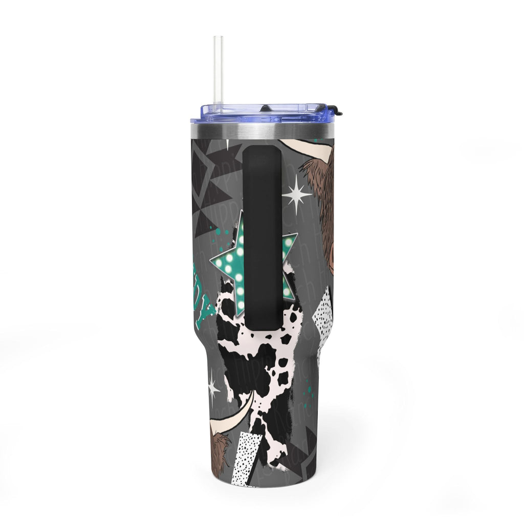 40oz Western Cactus Tumbler – Bull & Neon Cactus Vacuum Thermal Cup