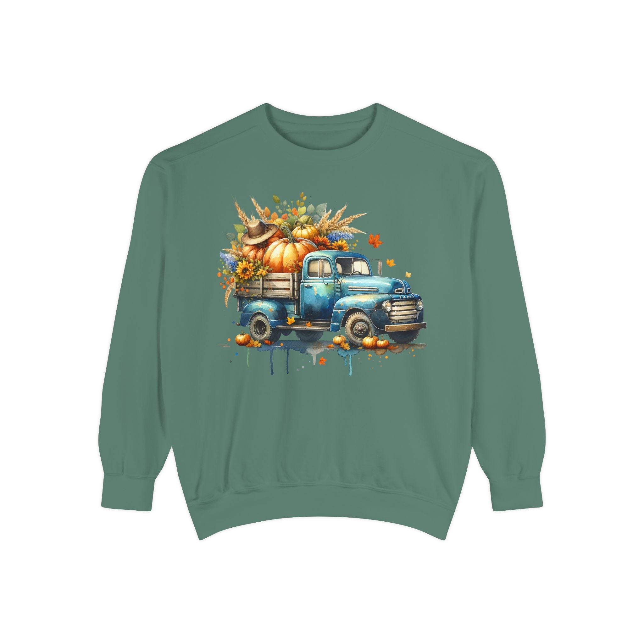 Fall Vintage Truck Sweatshirt – Pumpkin Harvest Graphic Crewneck