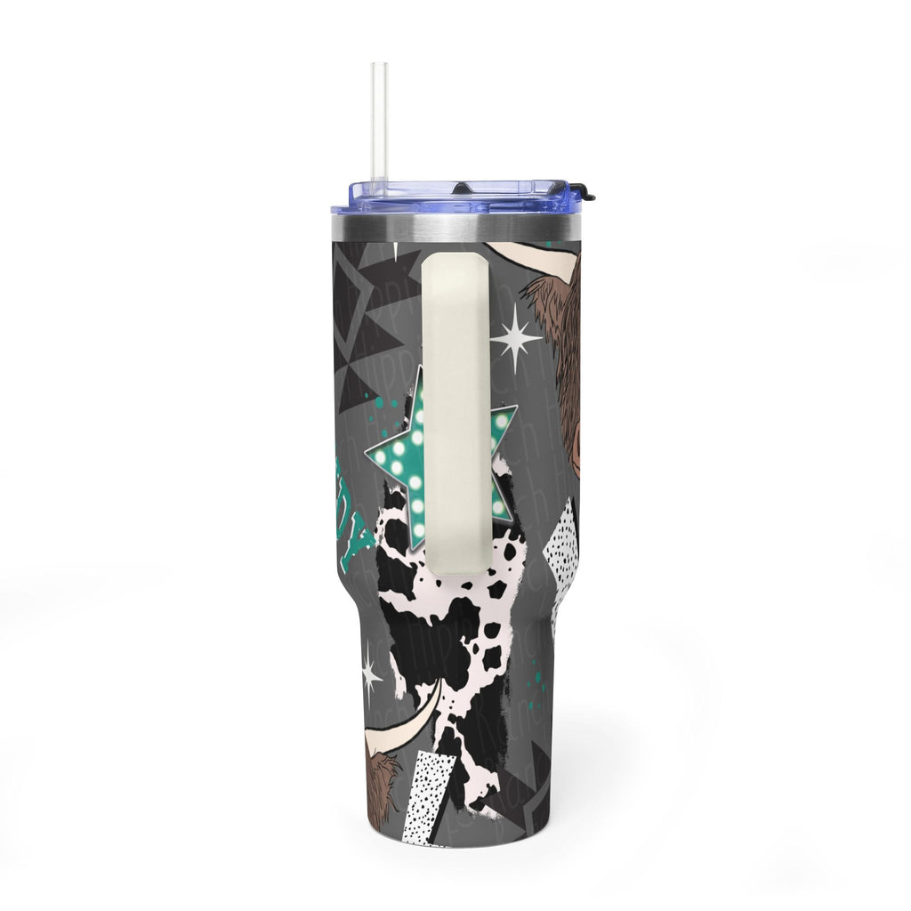 40oz Western Cactus Tumbler – Bull & Neon Cactus Vacuum Thermal Cup