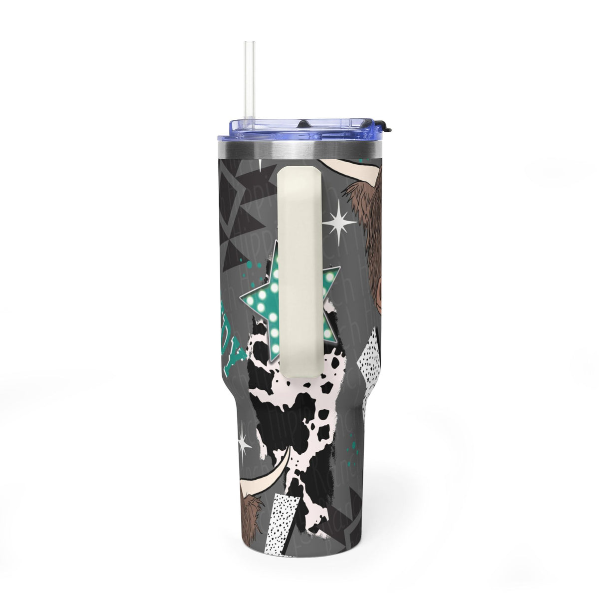 40oz Western Cactus Tumbler – Bull & Neon Cactus Vacuum Thermal Cup