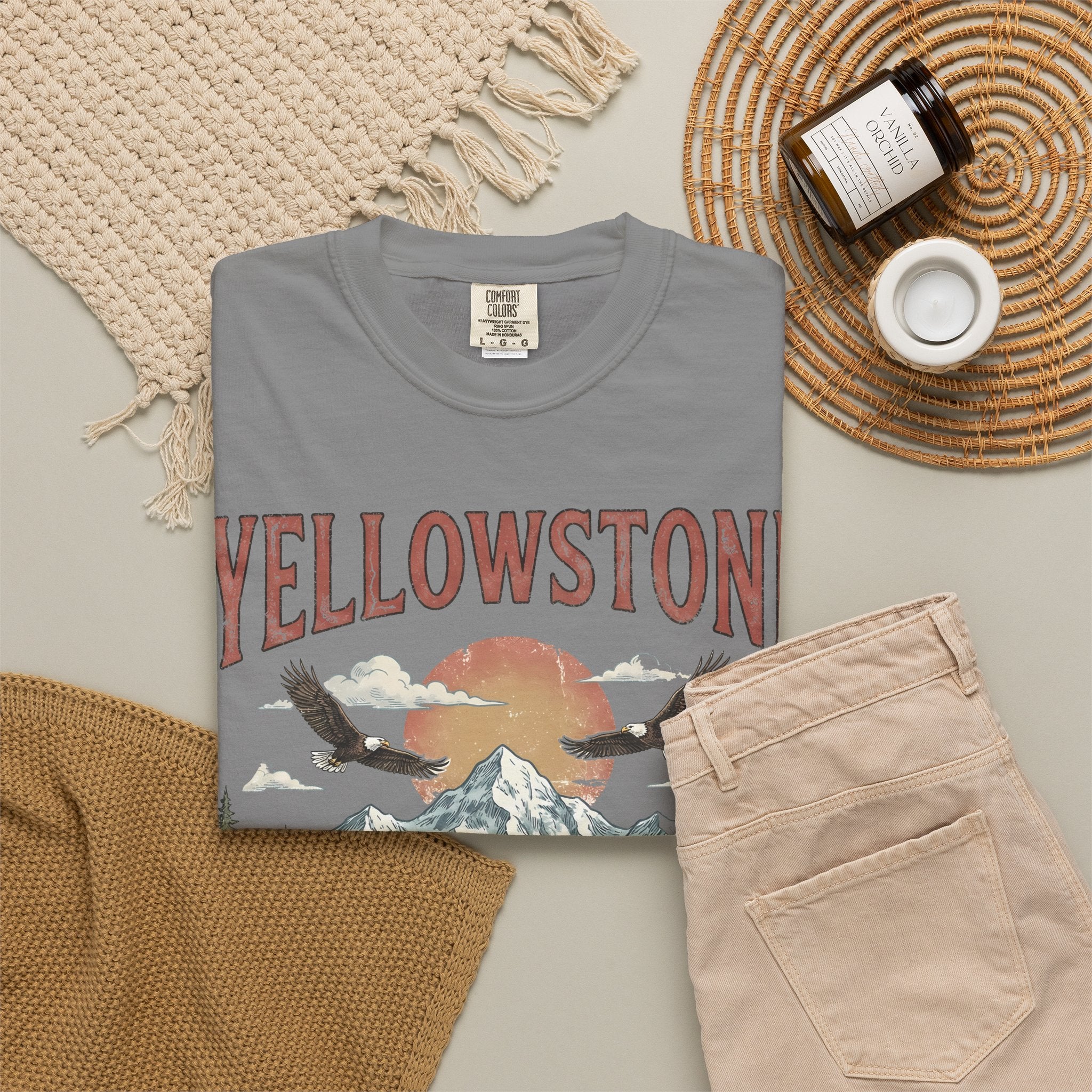 Yellowstone Wildlife Graphic T-Shirt — Vintage Bison, Wolves & Mountain Nature Tee