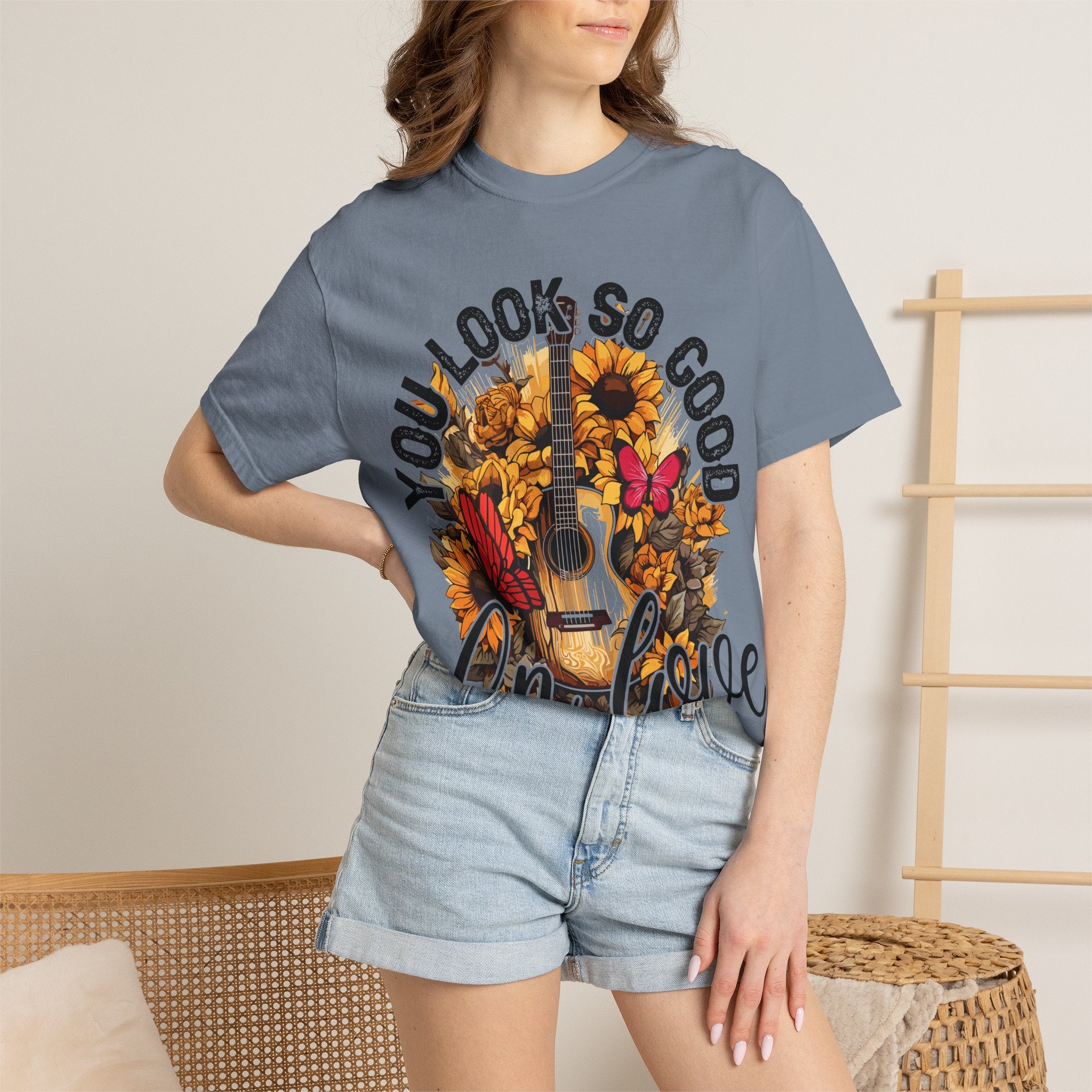 You Look So Good I'm In Love Guitar Floral T-Shirt