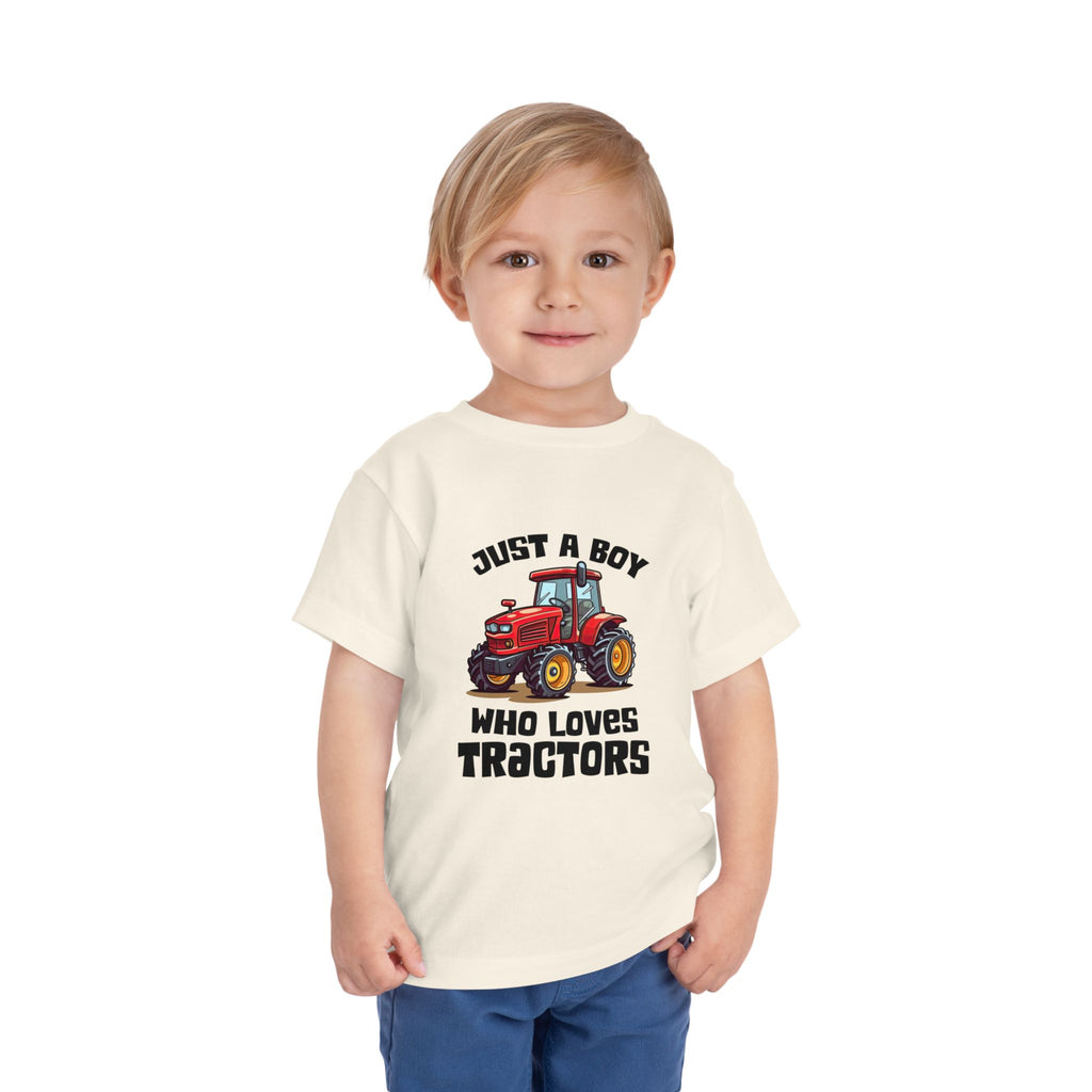 Toddler Tractor Tee — "Just a Boy Who Loves Tractors" Cute Farm Kids Shirt