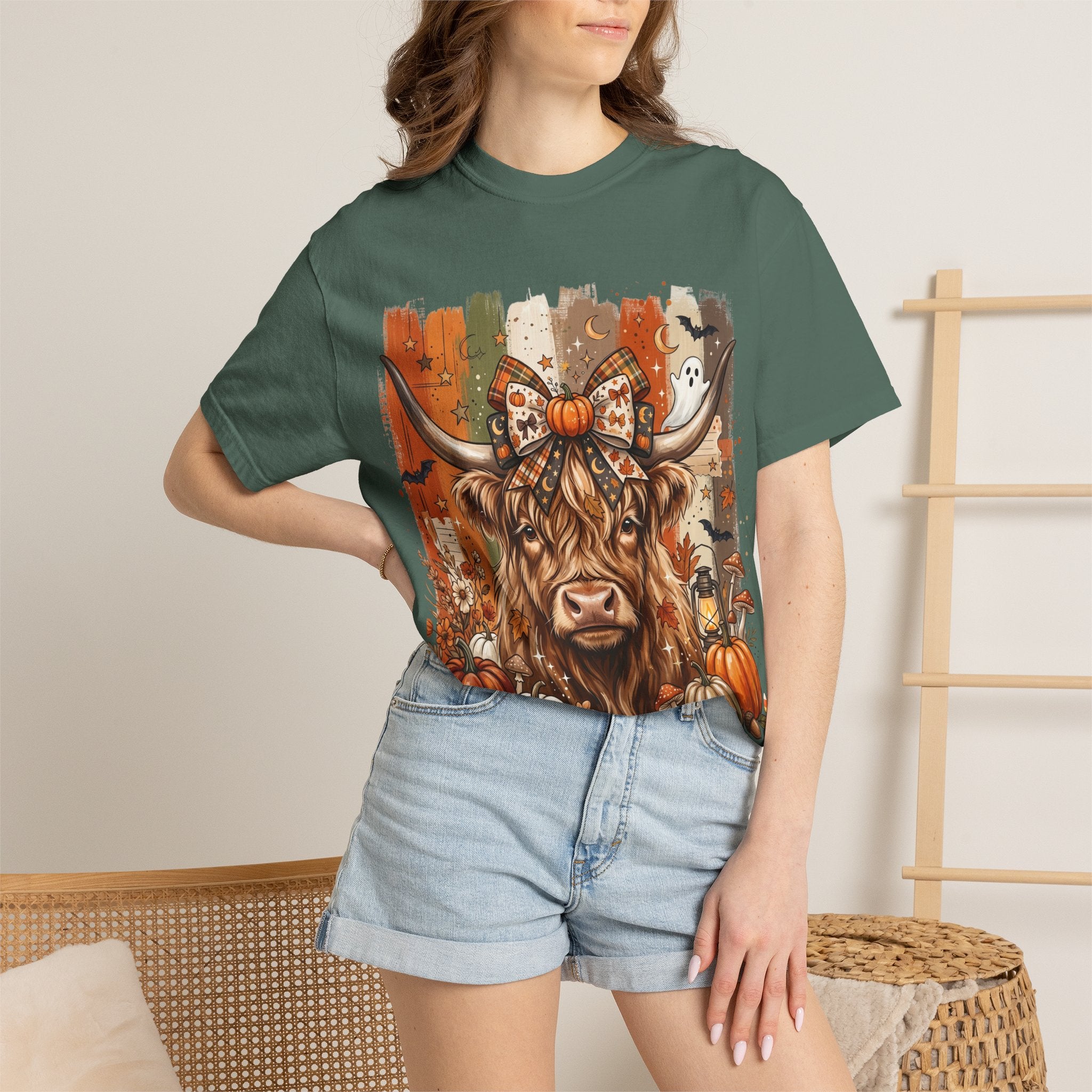 Highland Cow Halloween Pumpkin T-Shirt