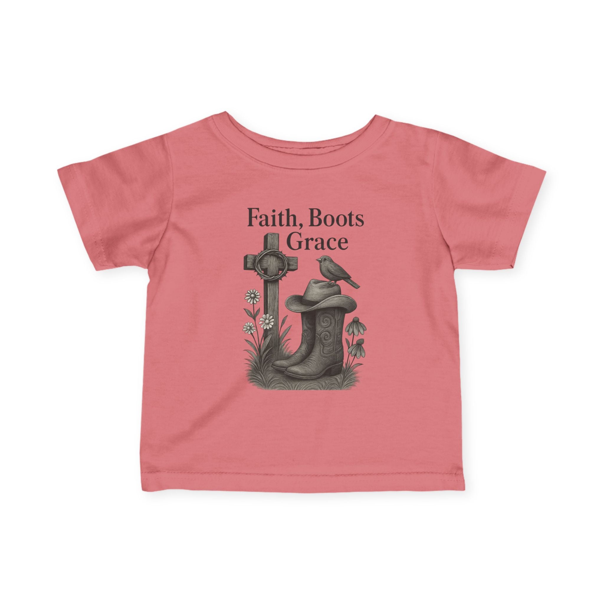 Infant Tee — "Faith, Boots, Grace" Western Baby Shirt