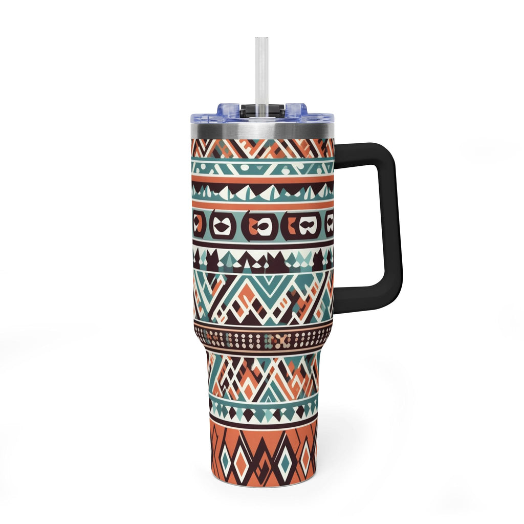 40oz Aztec Thermal Tumbler – Insulated Travel Cup with Handle