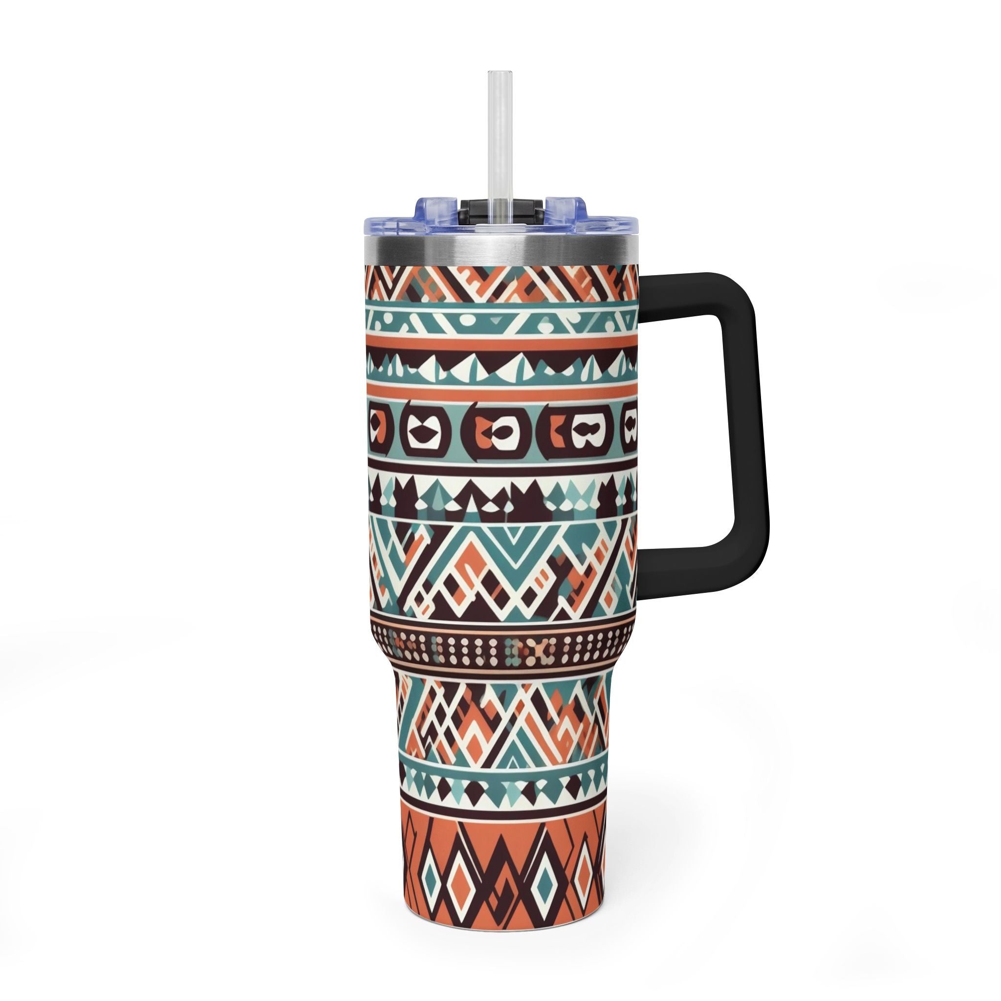 40oz Aztec Thermal Tumbler – Insulated Travel Cup with Handle