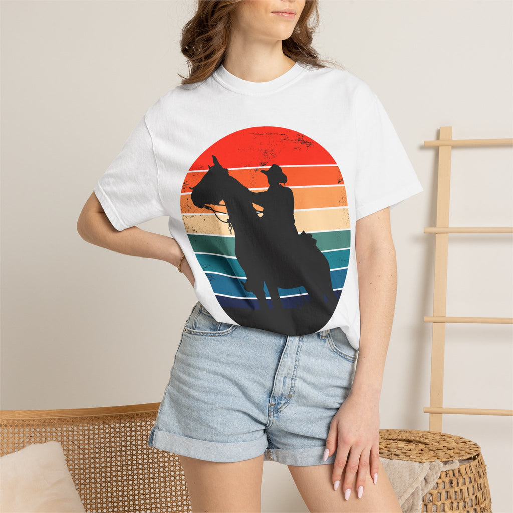 Cowboy Silhouette T-Shirt — Retro Sunset Western Tee