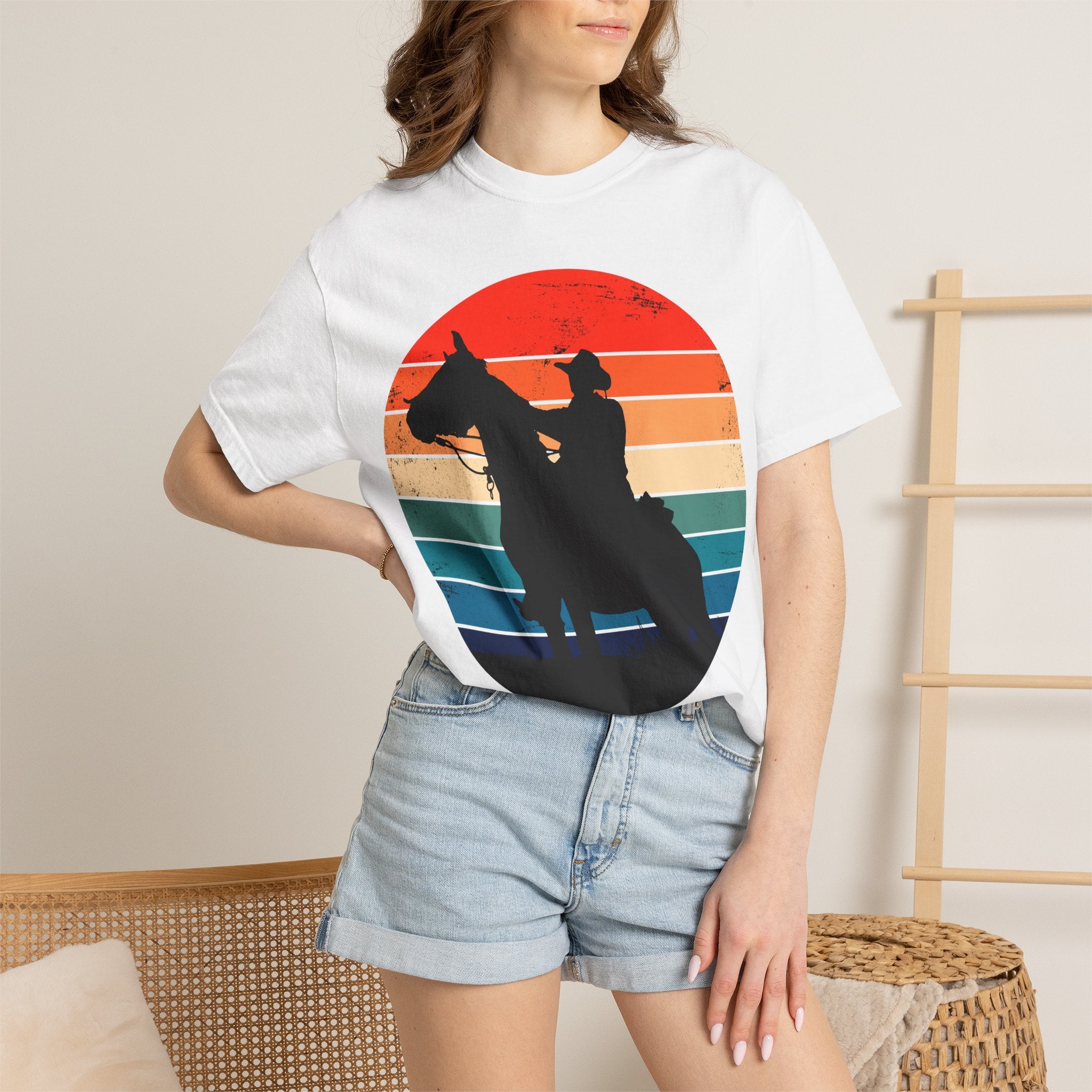 Cowboy Silhouette T-Shirt — Retro Sunset Western Tee