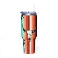 40oz Southwestern Skull Tumbler – Aztec Stripes Insulated Travel Cup