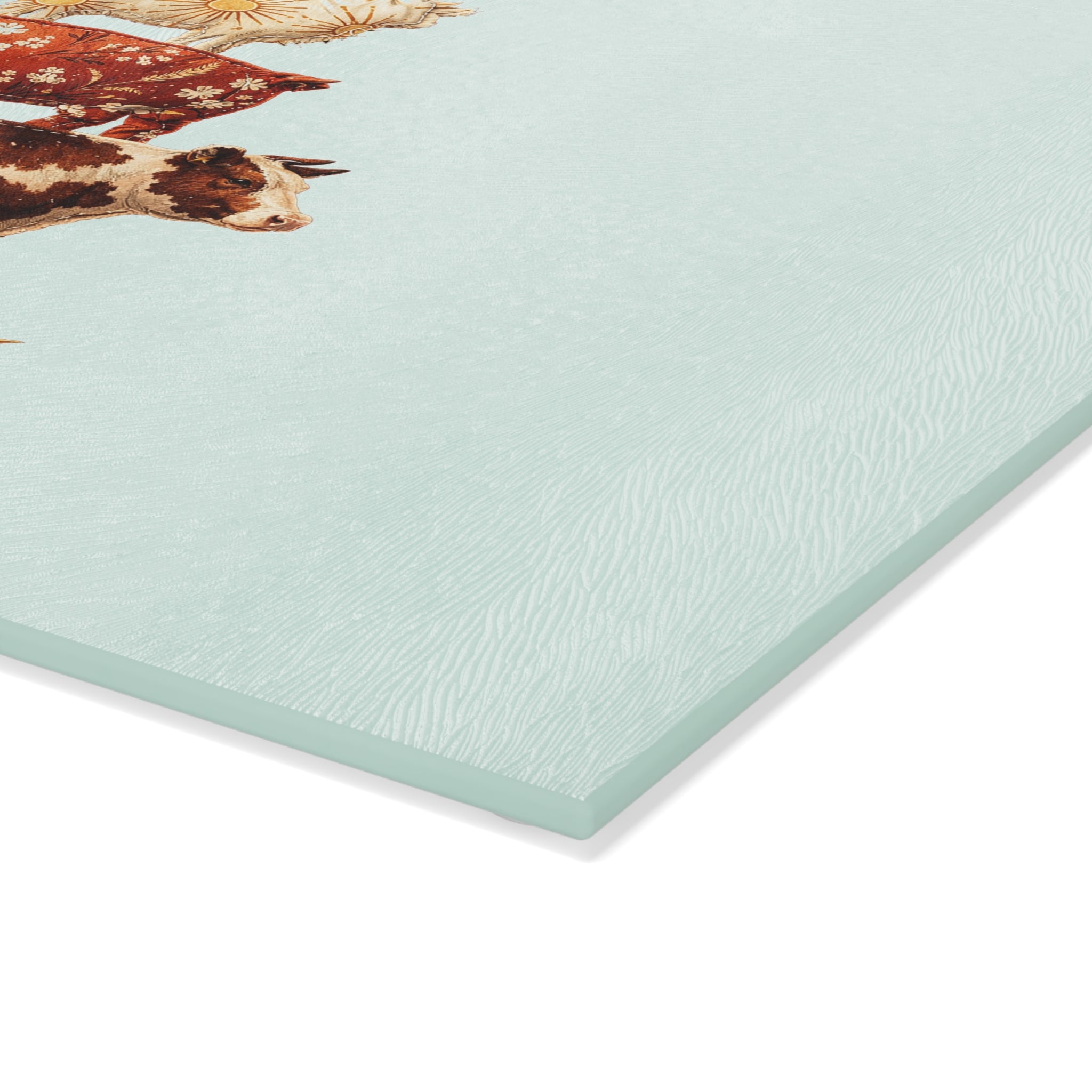 Farm Fresh Stacked Animals Glass Cutting Board