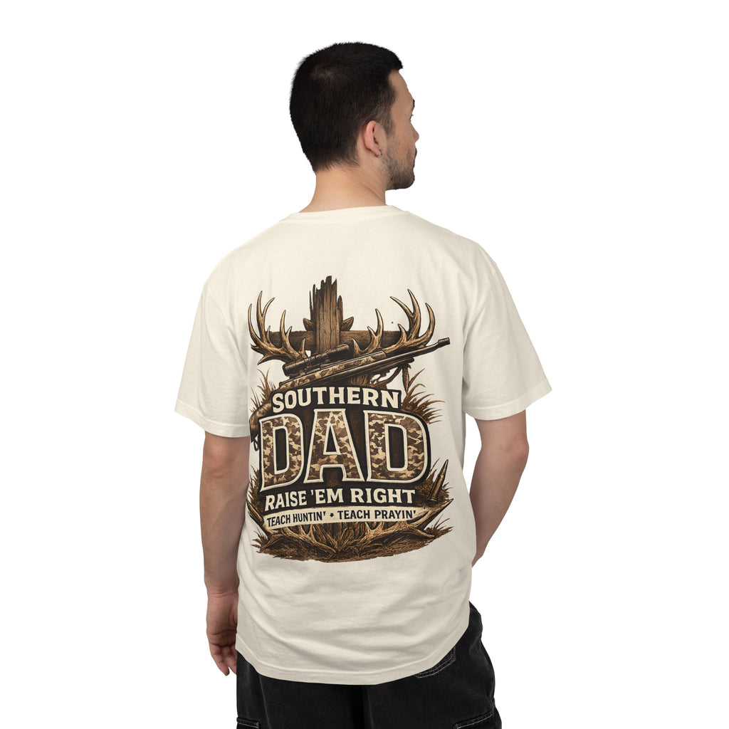 Southern Dad Hunting T-Shirt — "Raise 'Em Right" Graphic Tee