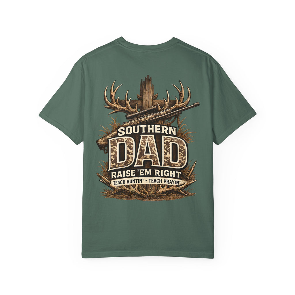 Southern Dad Hunting T-Shirt — "Raise 'Em Right" Graphic Tee