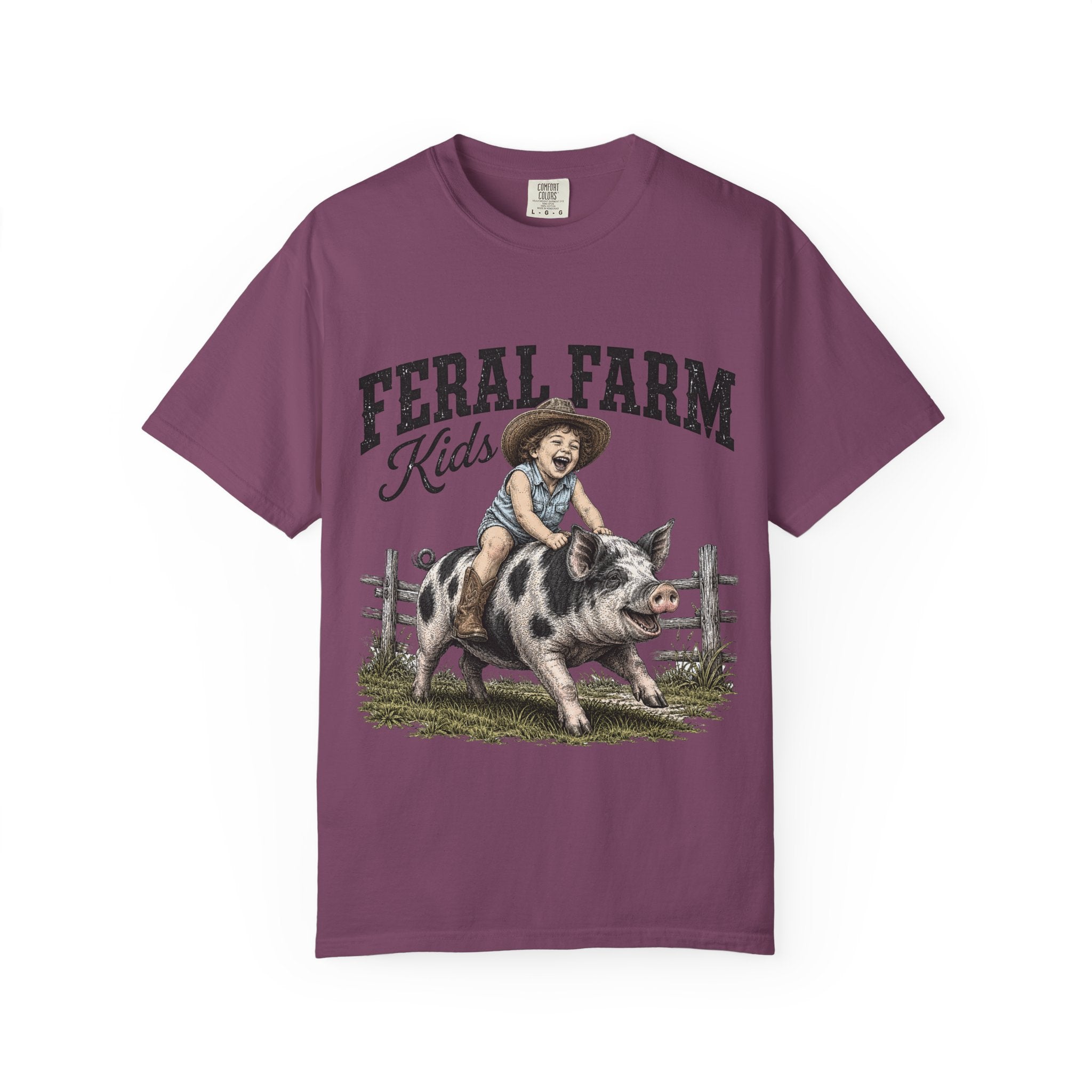 Feral Farm Kids T-Shirt — Vintage Pig Rider Graphic Tee